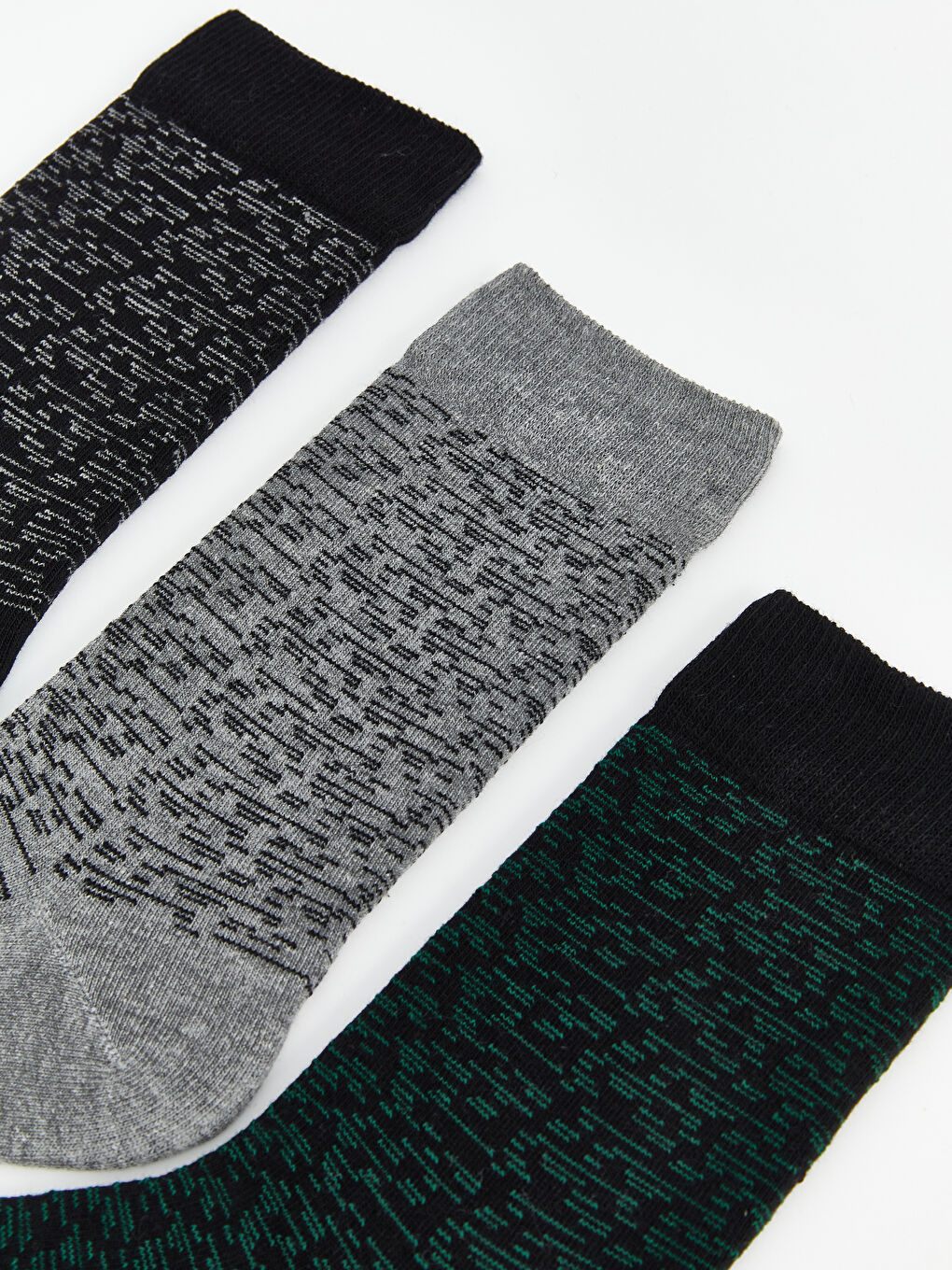 Siyah Desenli Erkek Soket Çorap 3'lü-1