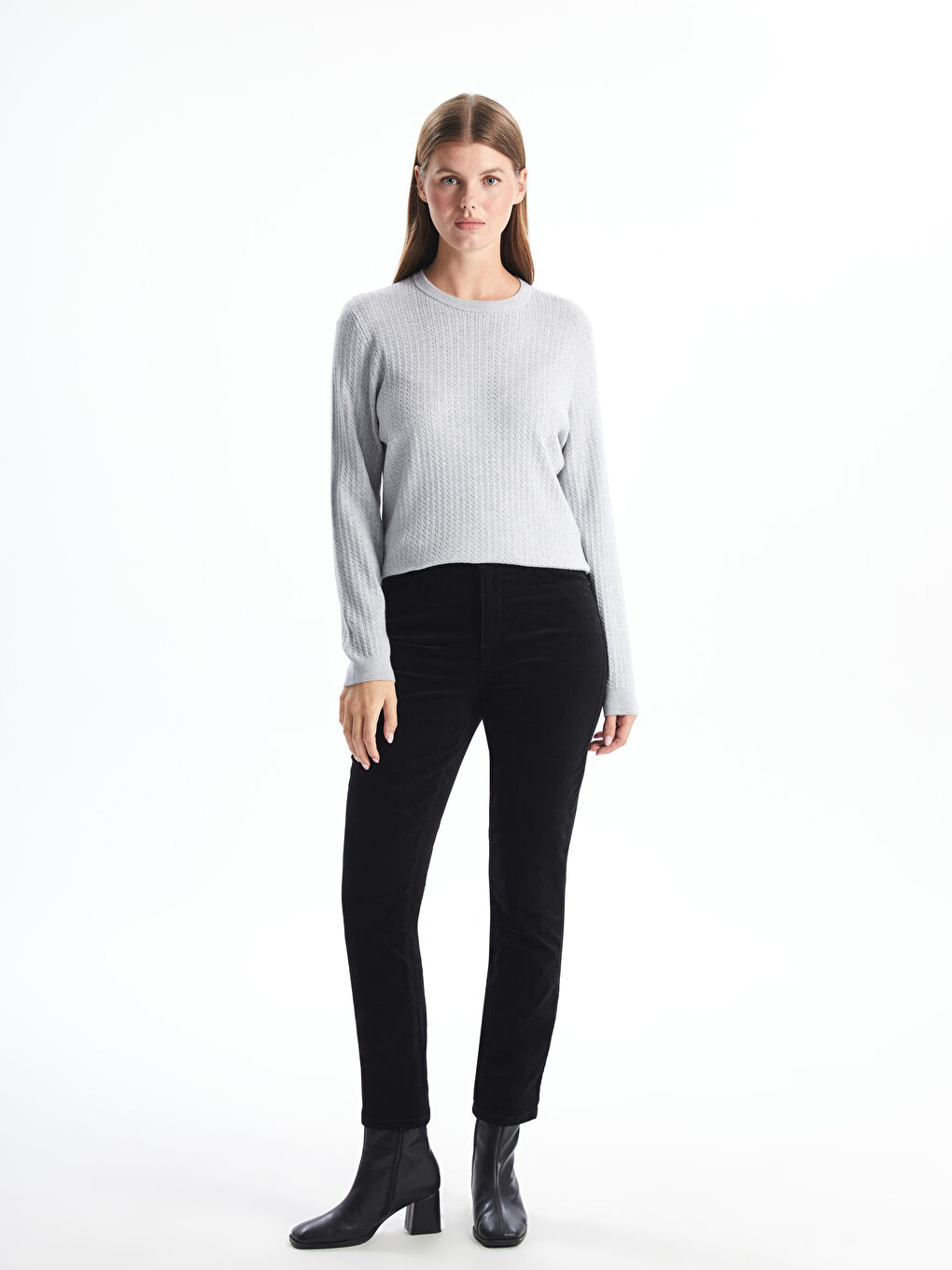 LCWAIKIKI Classic Rundhalsausschnitt Selbstgemustertes Strickpullover für Damen -W4IU52Z8-CTK