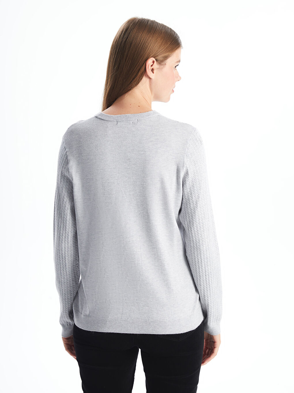 LCWAIKIKI Classic Rundhalsausschnitt Selbstgemustertes Strickpullover für Damen -W4IU52Z8-CTK
