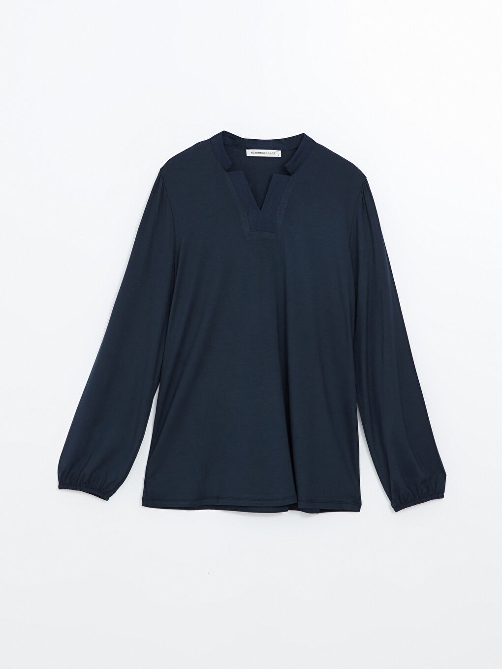 Lacivert Kaçık Yaka Kadın Bluz