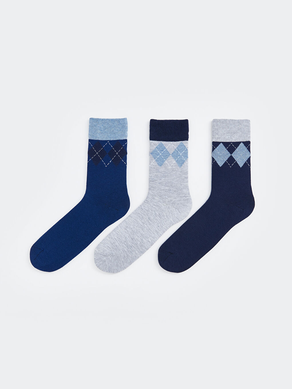 Lacivert Desenli Erkek Soket Çorap 3'lü