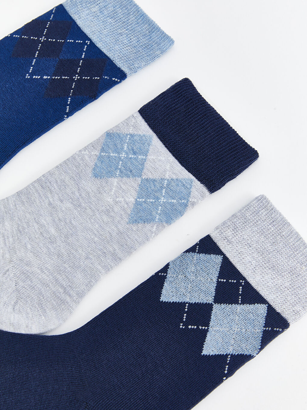 Lacivert Desenli Erkek Soket Çorap 3'lü-1