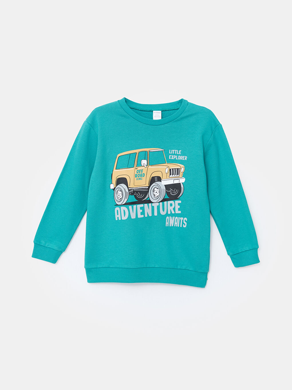 Turkuaz Bisiklet Yaka Baskılı Erkek Çocuk Sweatshirt