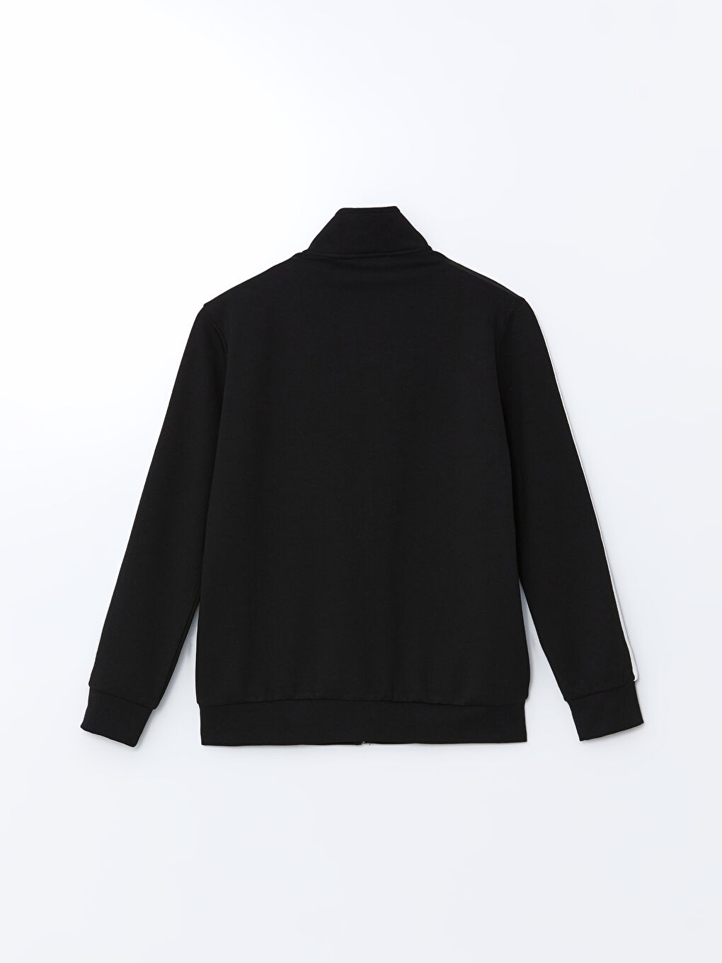 Siyah Dik Yaka Uzun Kollu Erkek Fermuarlı Sweatshirt-5