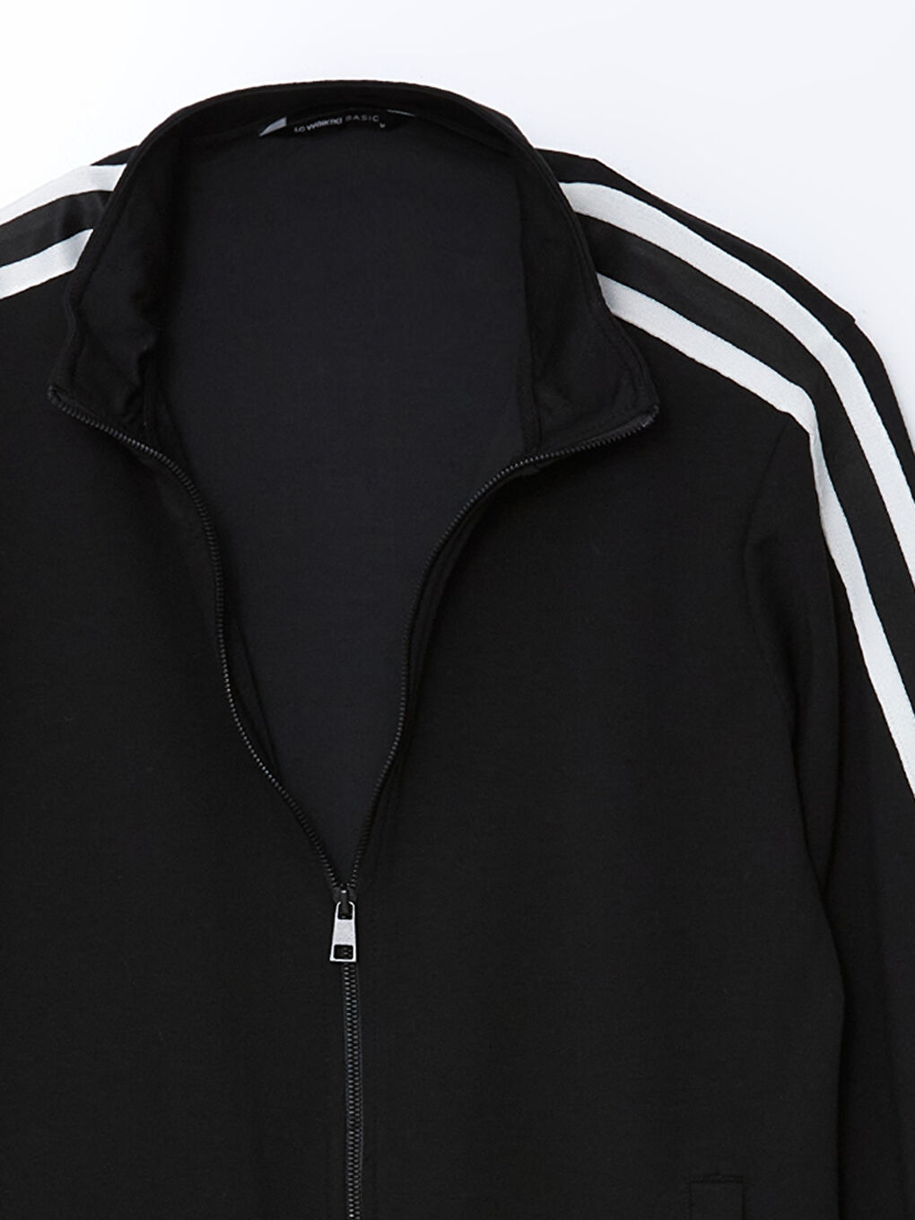 Siyah Dik Yaka Uzun Kollu Erkek Fermuarlı Sweatshirt-6