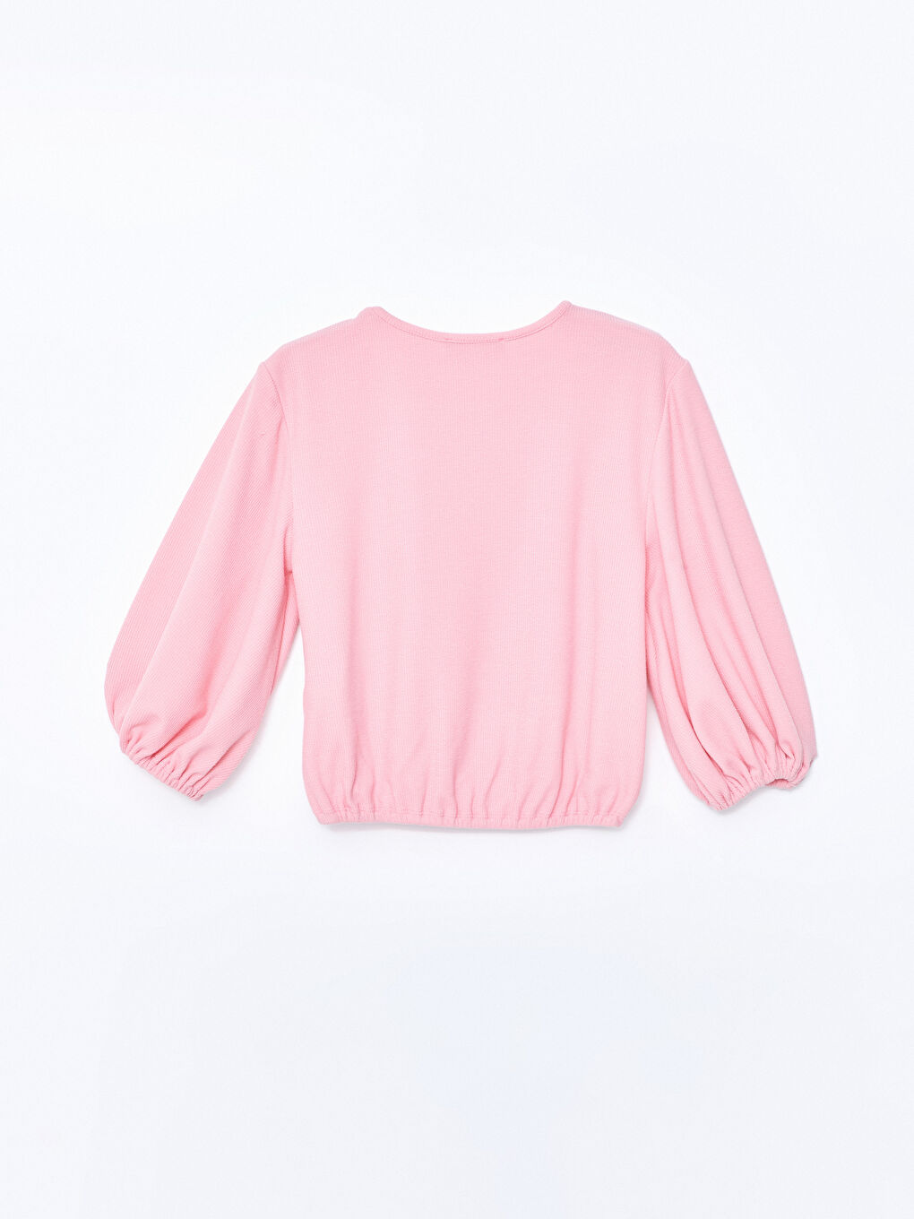 Crew Neck Plain Balloon Sleeve Women's Blouse-5