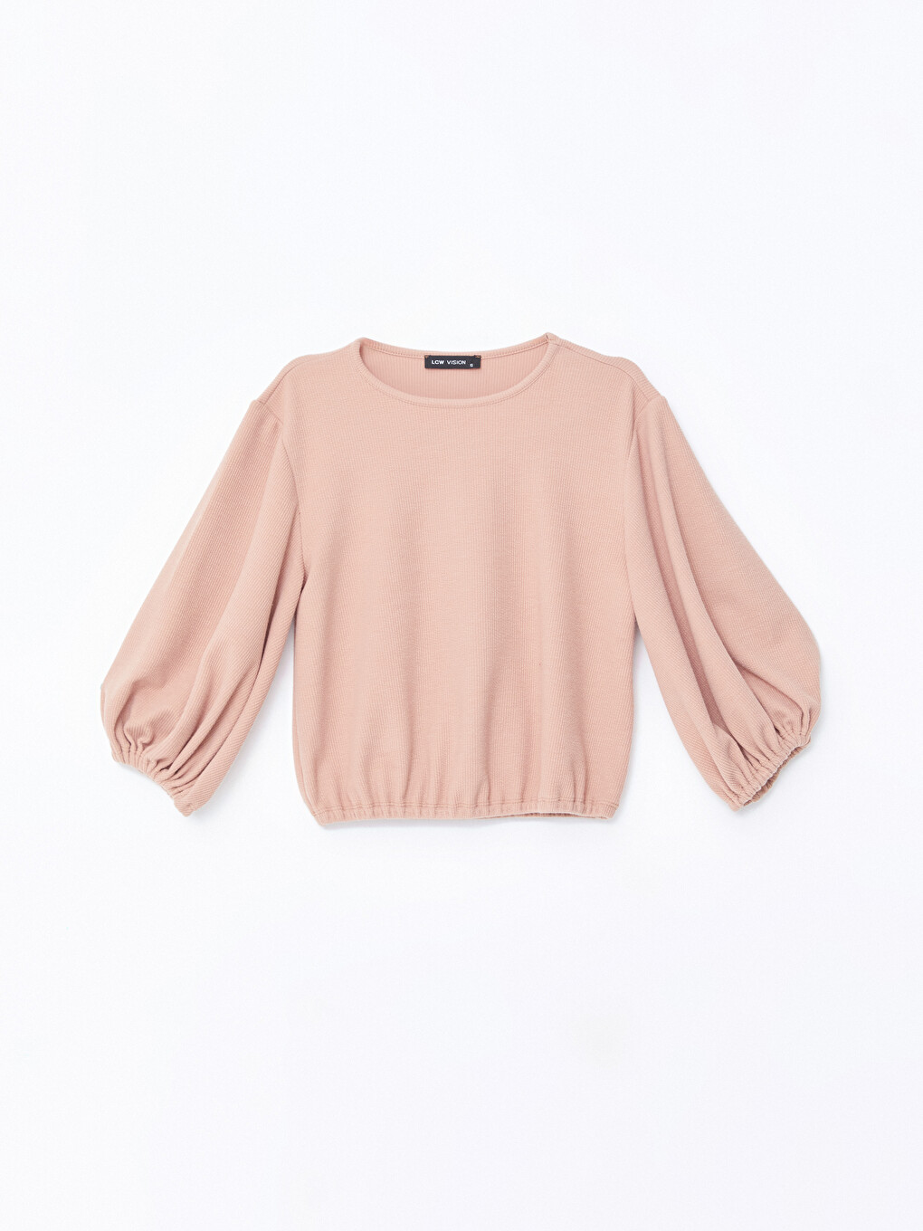 Crew Neck Plain Balloon Sleeve Women's Blouse-4