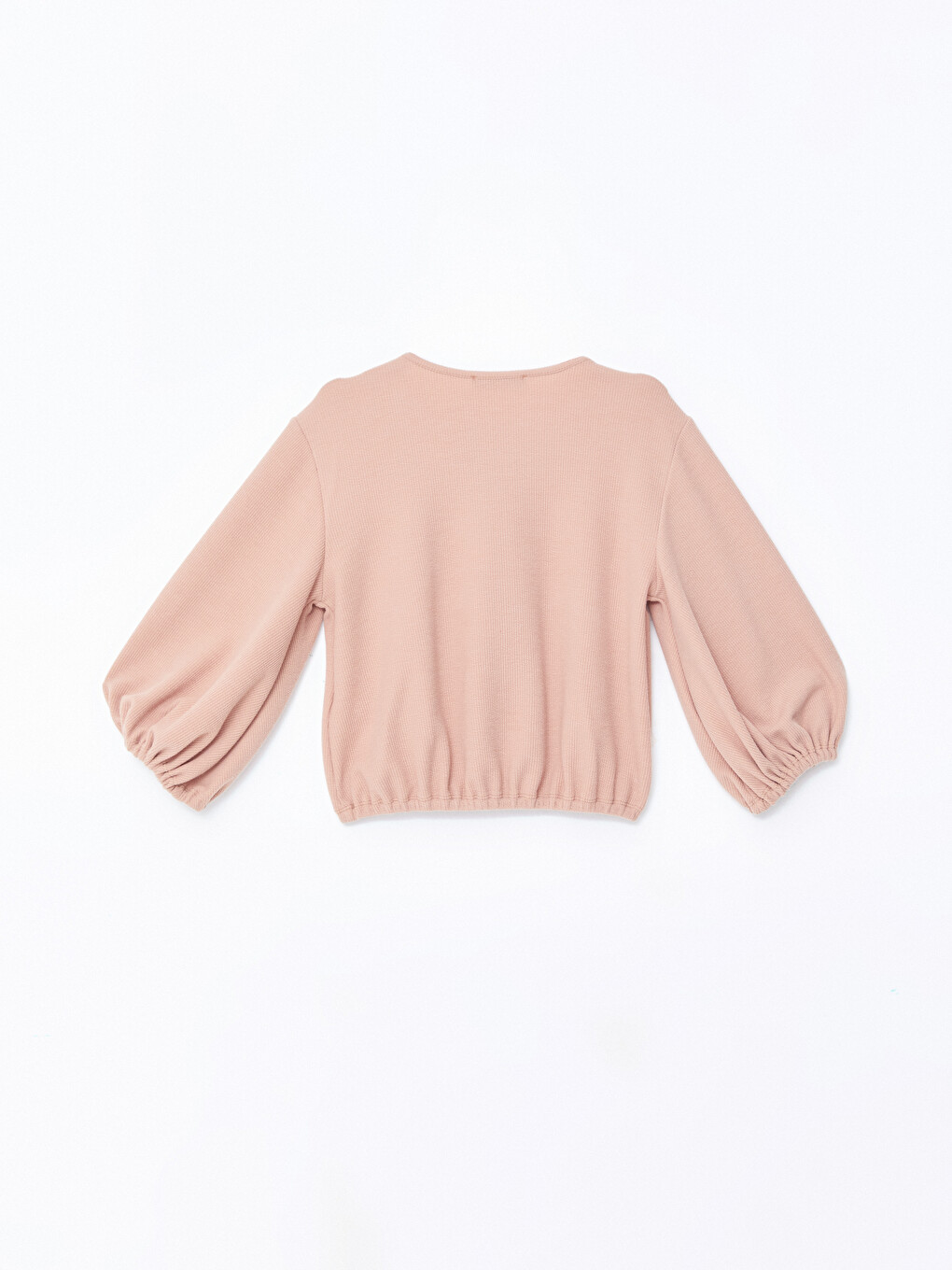Crew Neck Plain Balloon Sleeve Women's Blouse-5