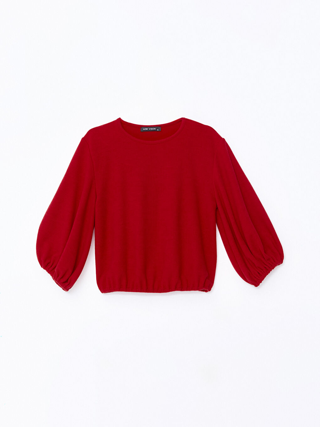 Crew Neck Plain Balloon Sleeve Women's Blouse-4