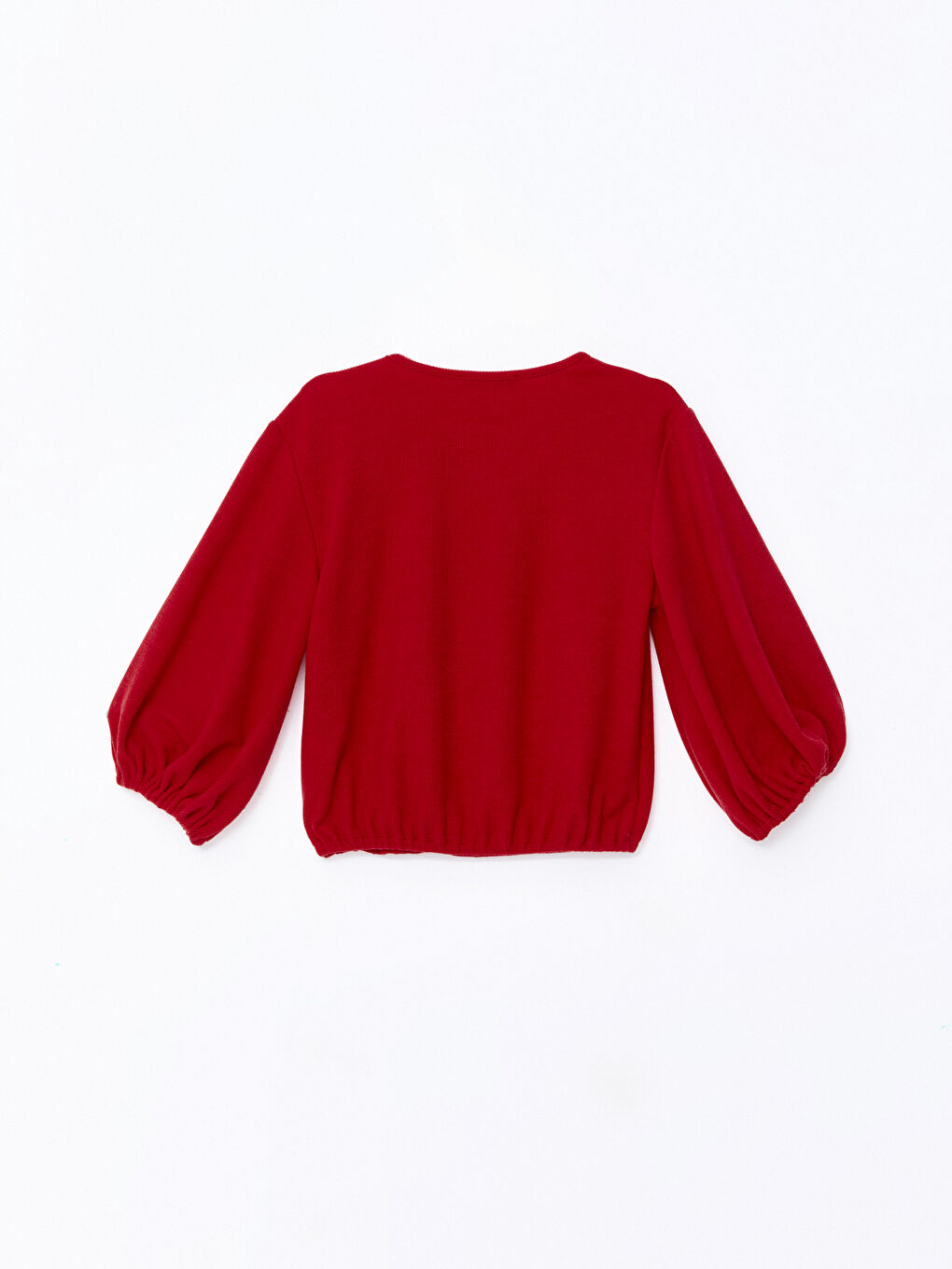 Crew Neck Plain Balloon Sleeve Women's Blouse-5