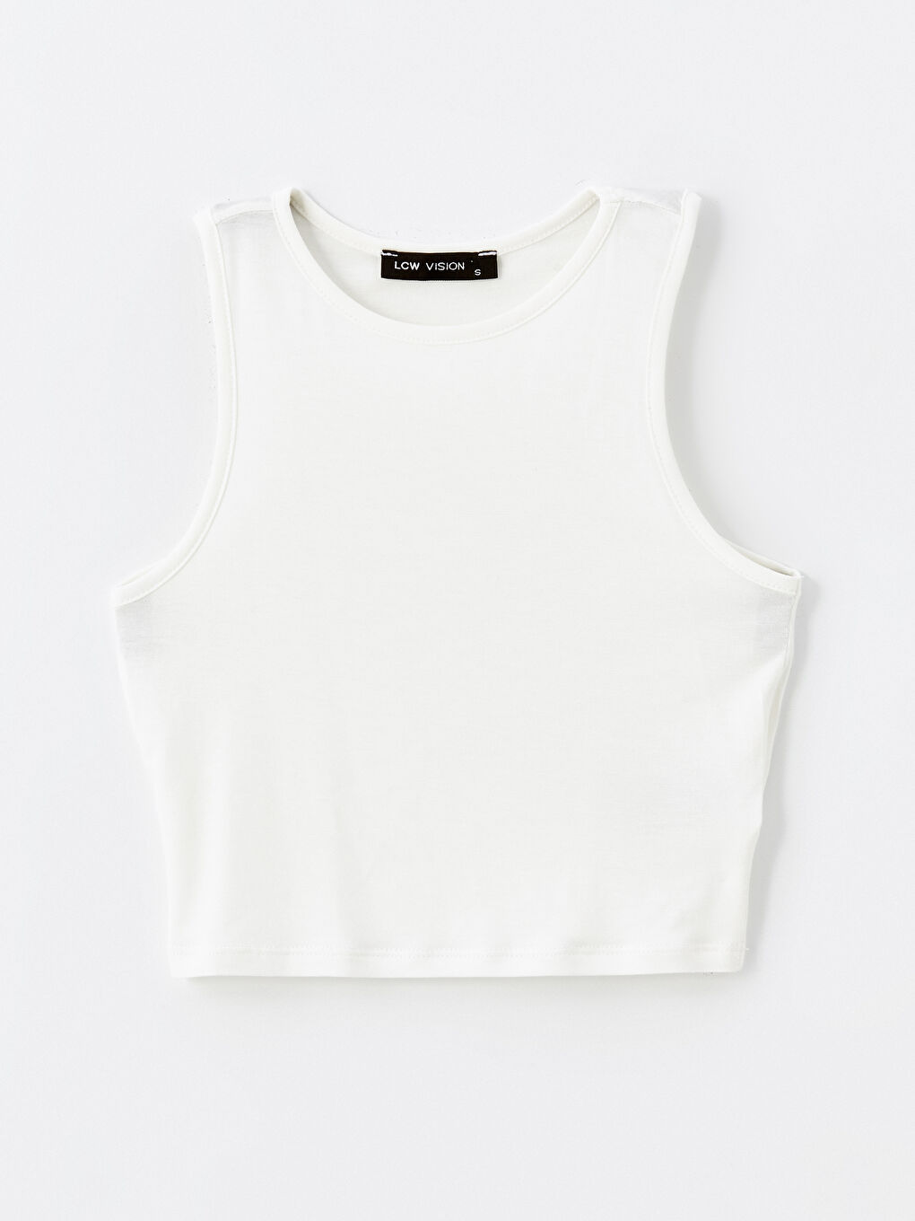 Haut Court Uni à Col Rond pour Femmes-4