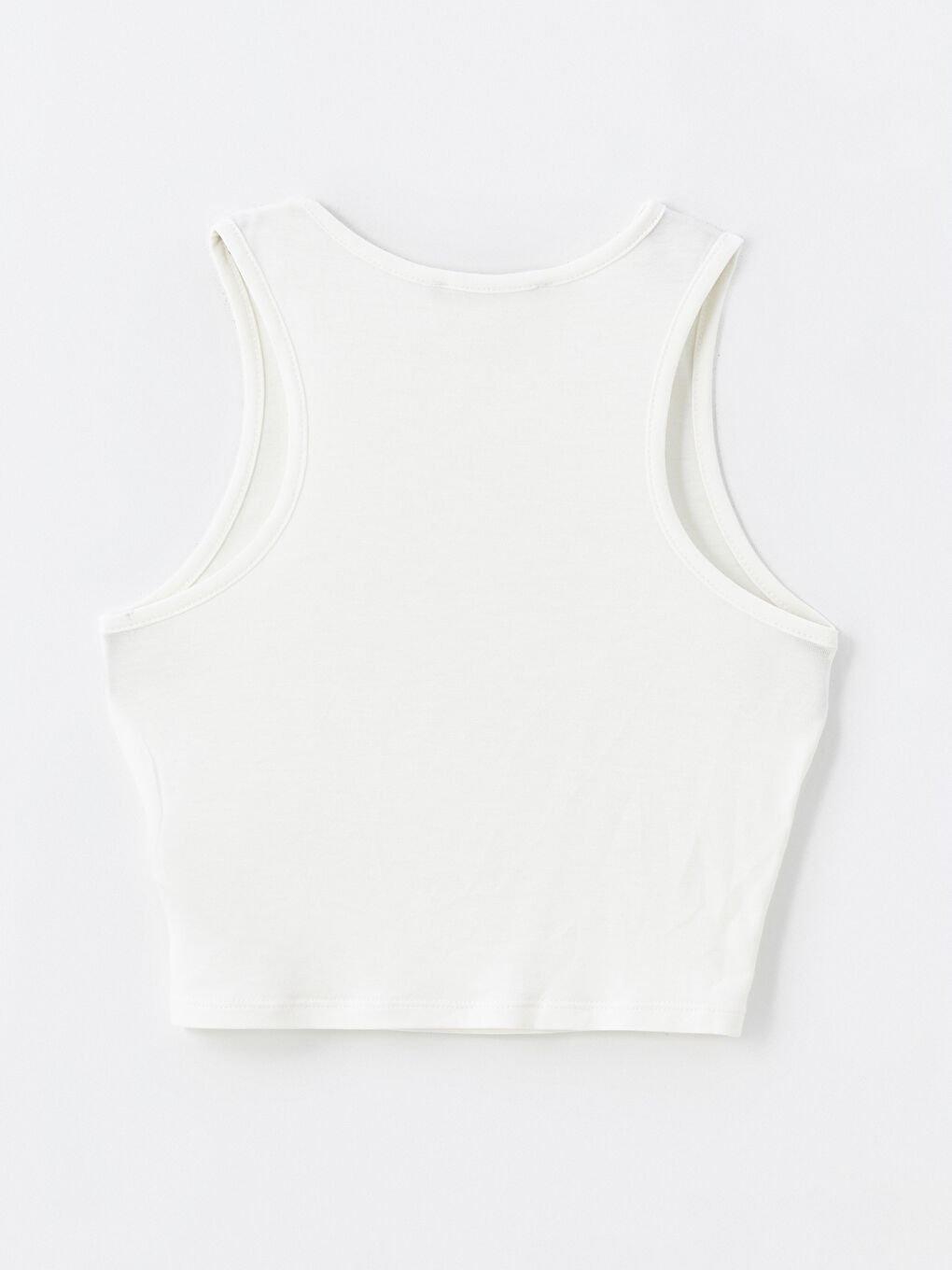 Haut Court Uni à Col Rond pour Femmes-5