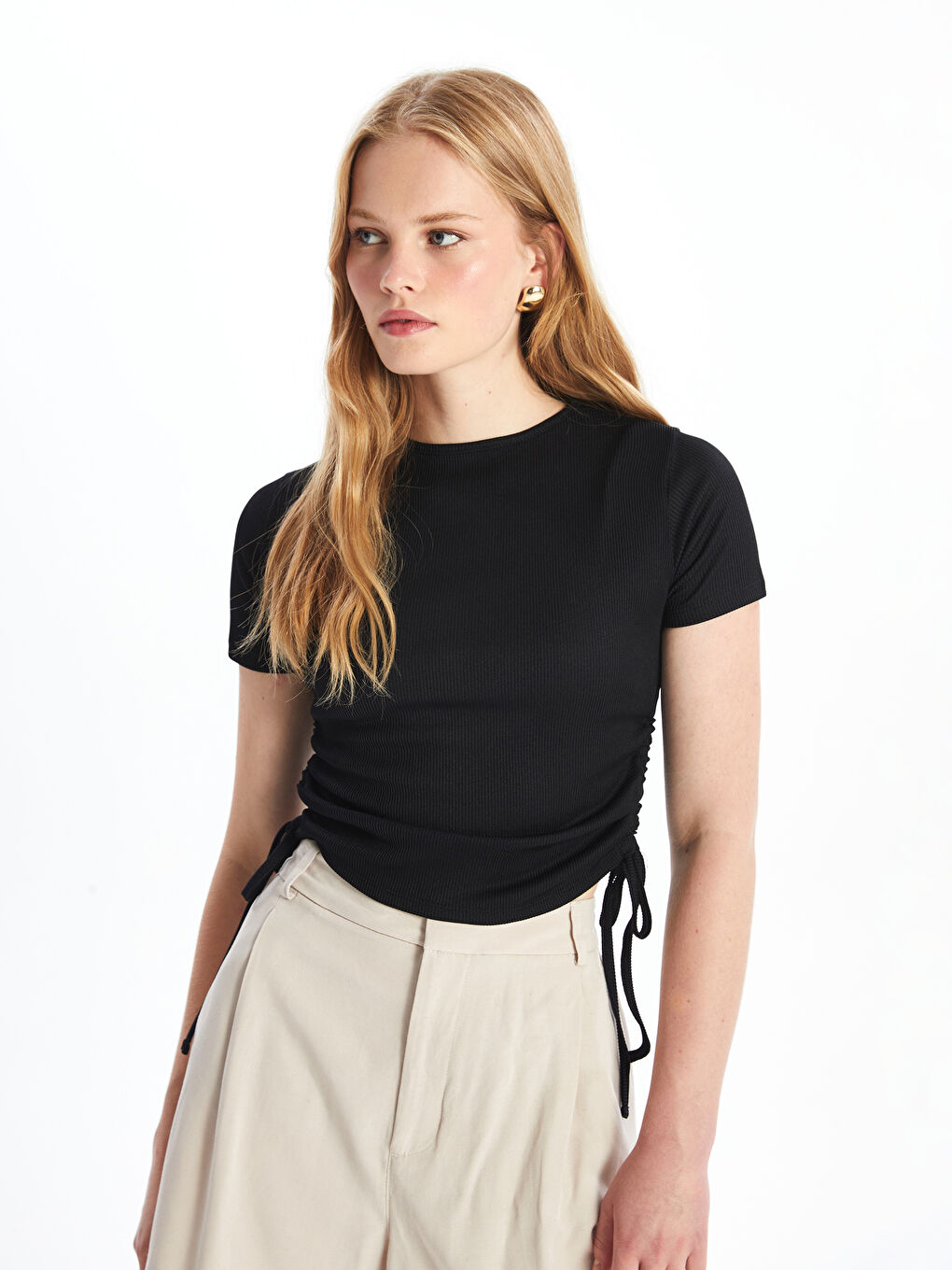 Crew Neck Plain Short Sleeve Women's T-Shirt