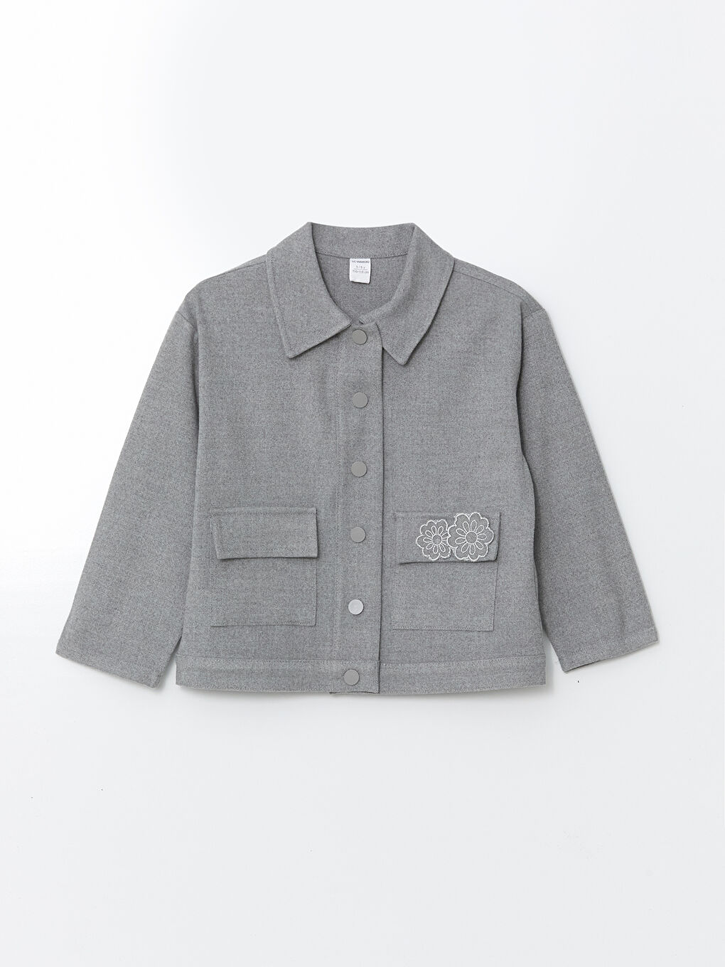 LCW Kids Grey Mel - Lacivert Uzun Kollu Basic Kız Çocuk Ceket