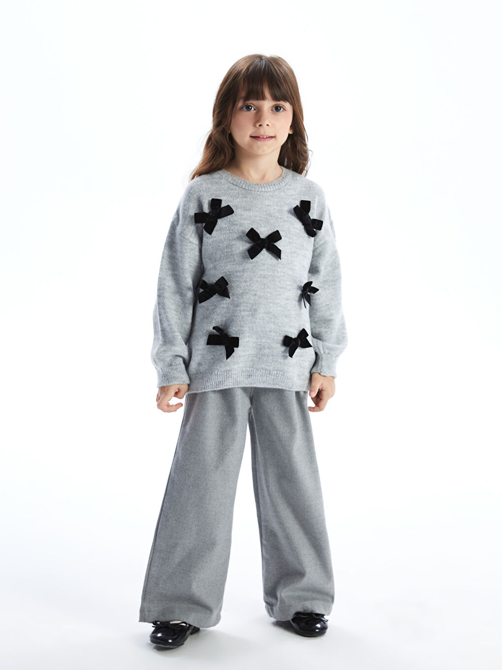 Gri Beli Lastikli Kız Çocuk Pantolon-2