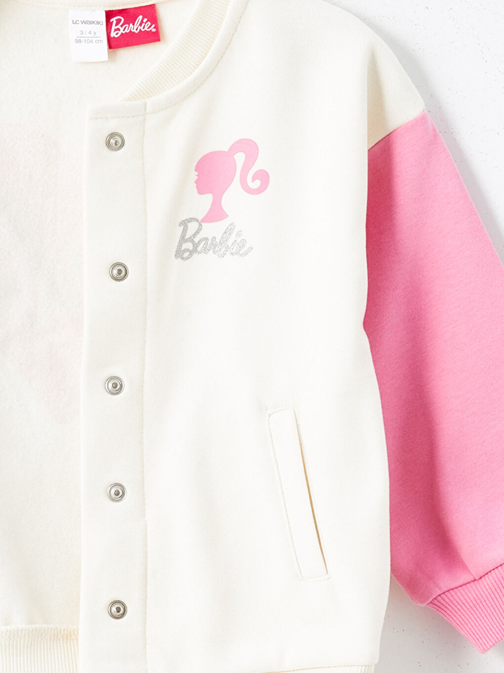 LCW Kids Ekru Bisiklet Yaka Barbie Baskılı Kız Çocuk Sweatshirt - 4