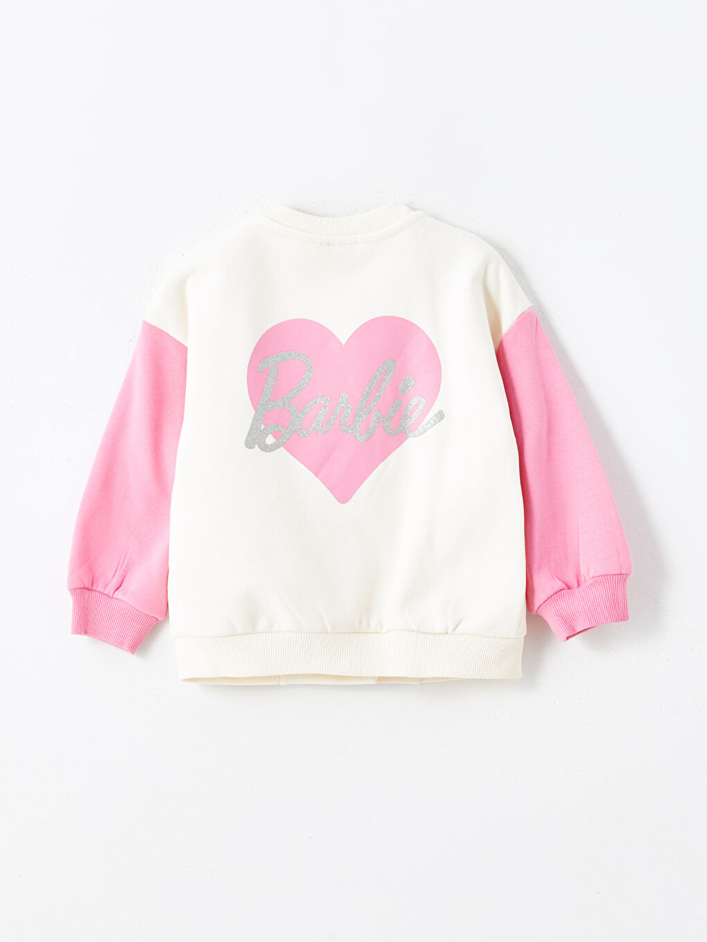LCW Kids Ekru Bisiklet Yaka Barbie Baskılı Kız Çocuk Sweatshirt - 3