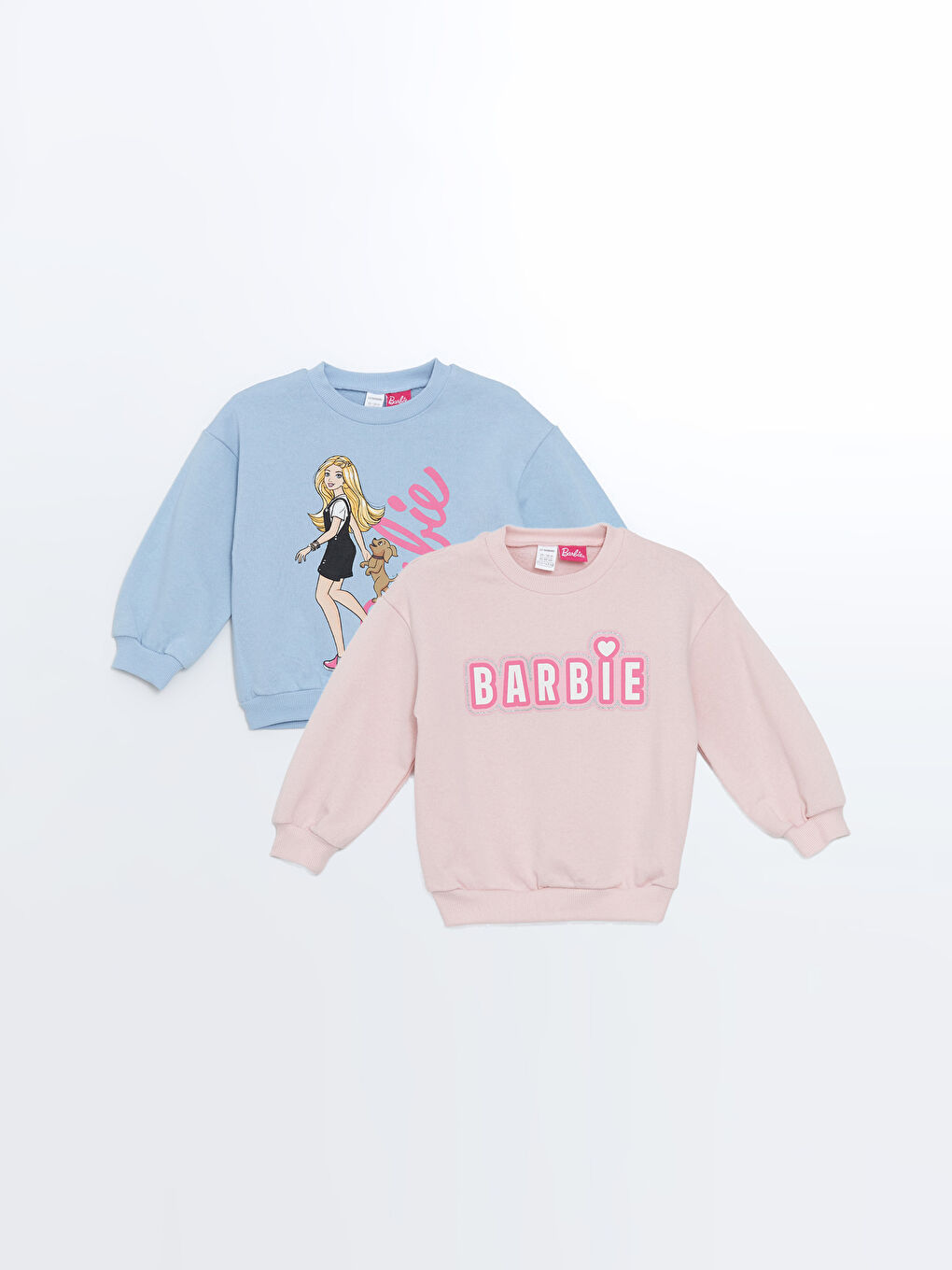 LCW Kids Açık Mavi Bisiklet Yaka Uzun Kollu Baskılı Kız Bebek Sweatshirt 2'li