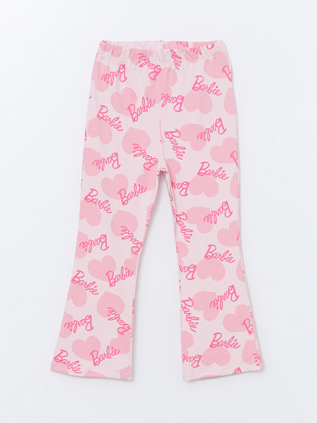 Pembe Beli Lastikli Baskılı Kız Bebek Tayt Pantolon 3'lü-1