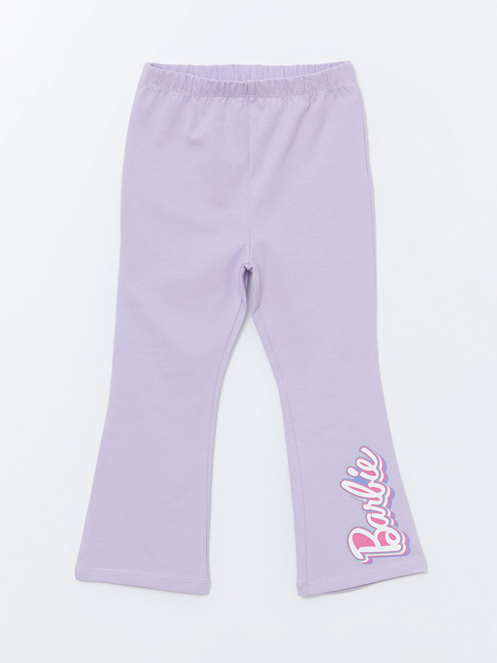 Pembe Beli Lastikli Baskılı Kız Bebek Tayt Pantolon 3'lü-4