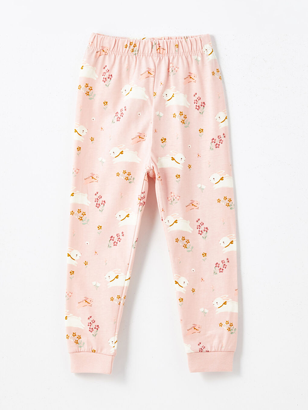 Pembe Beli Lastikli Basic Kız Bebek Pijama Alt