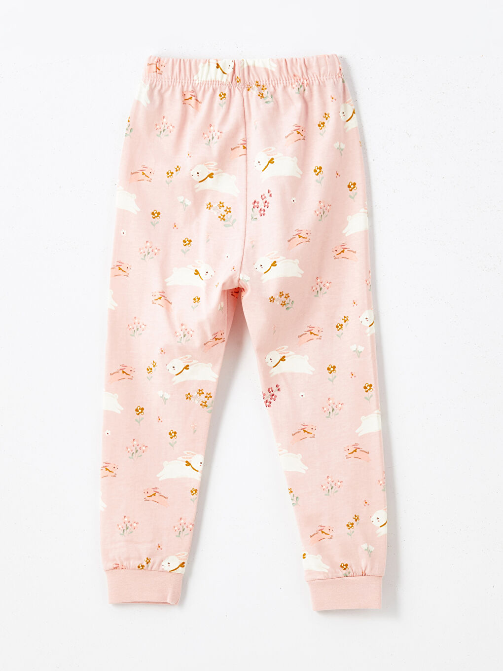 Pembe Beli Lastikli Basic Kız Bebek Pijama Alt-1