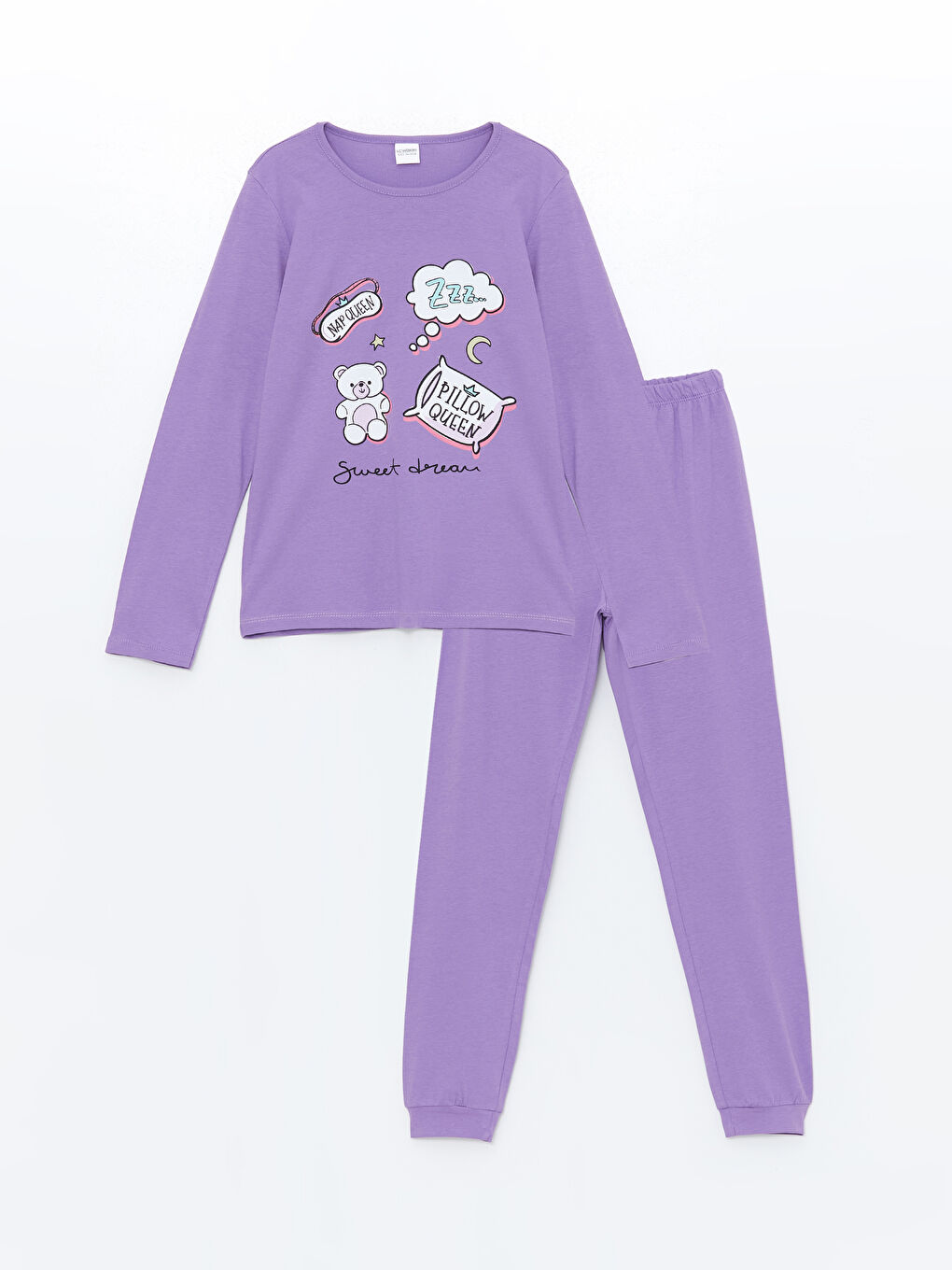 LCW Kids Mor Bisiklet Yaka Kız Çocuk Pijama Takımı