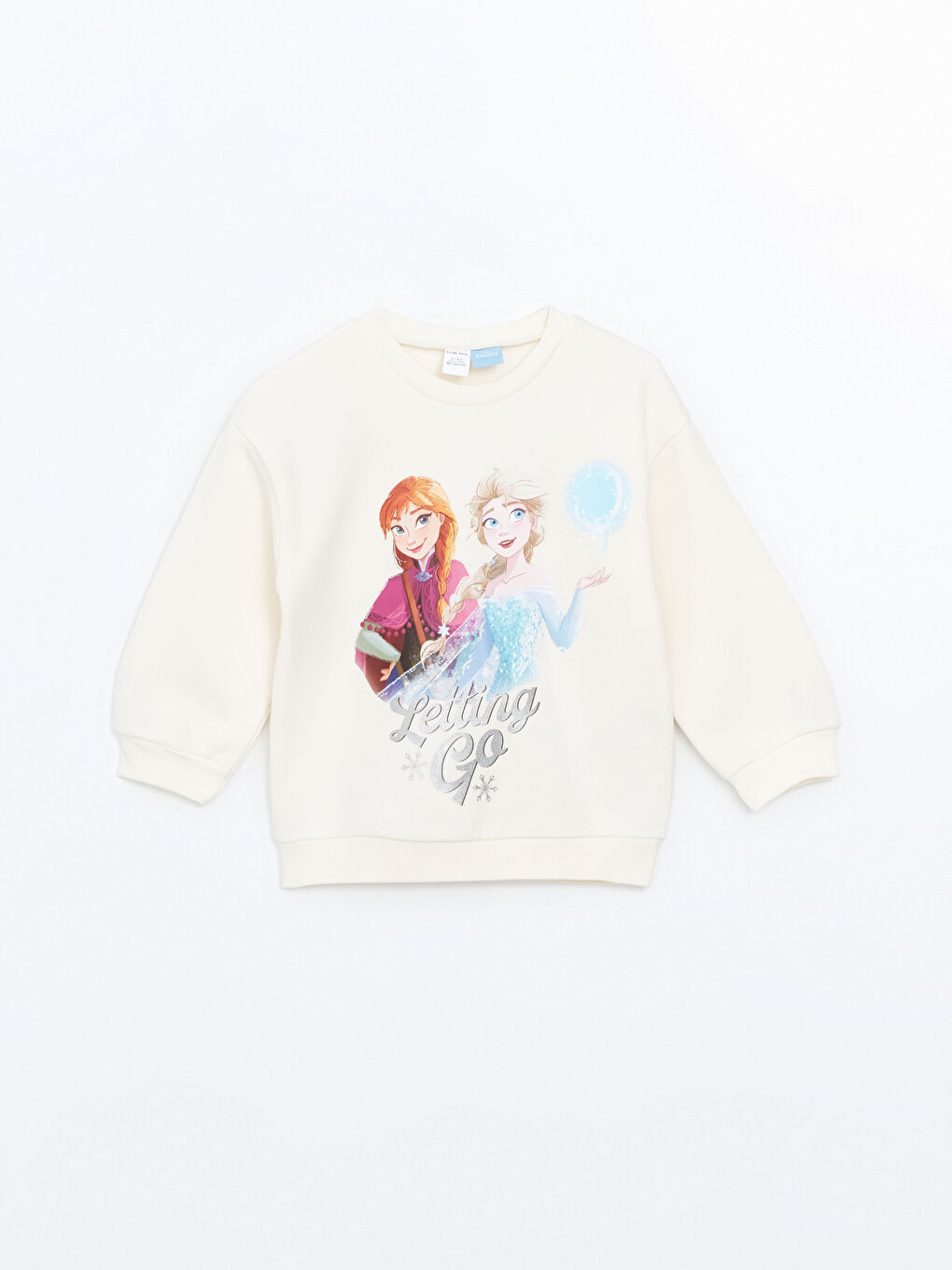 LCW Kids Ekru Elsa Baskılı Kız Çocuk Sweatshirt