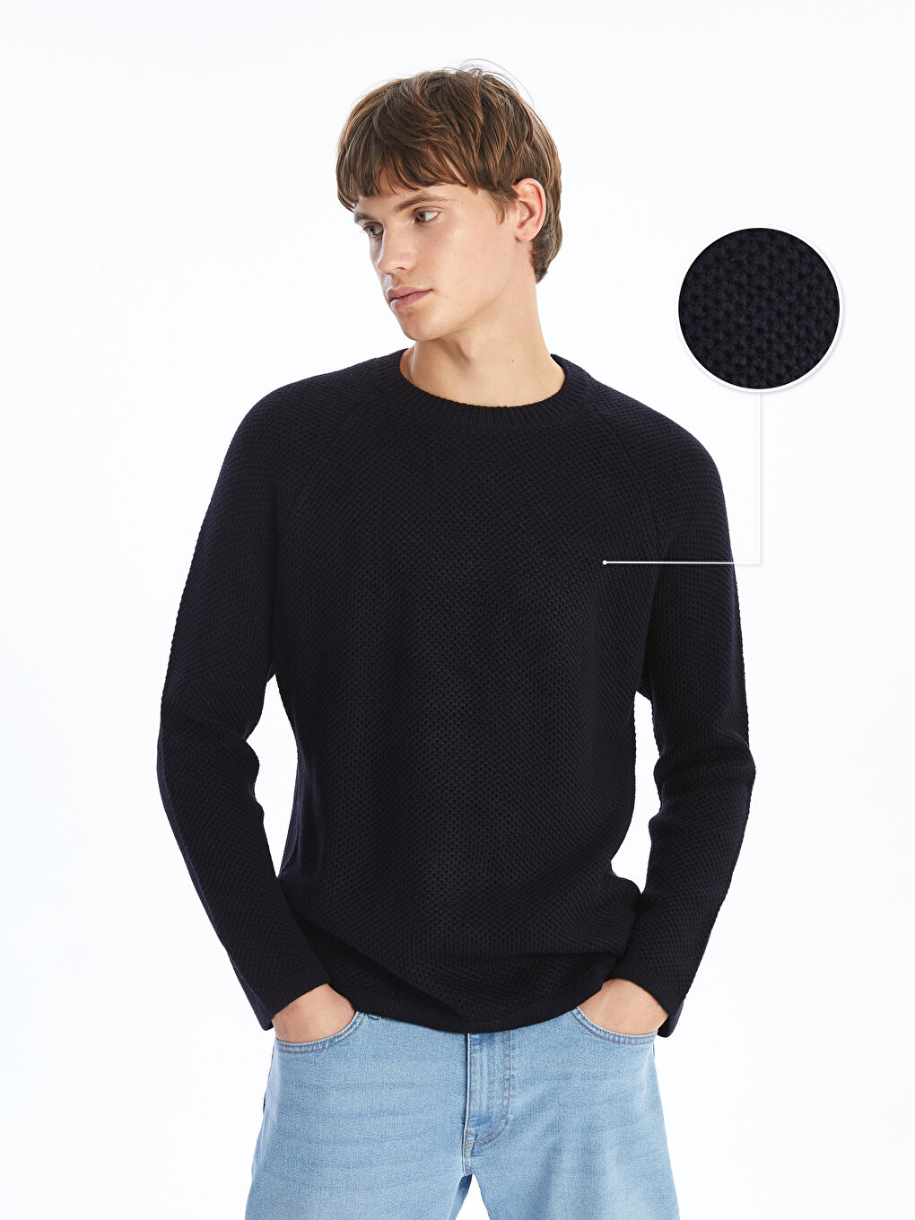 XSIDE Crew Neck Long Sleeve Men's Tricot Sweater -W4J126Z8-J2Y