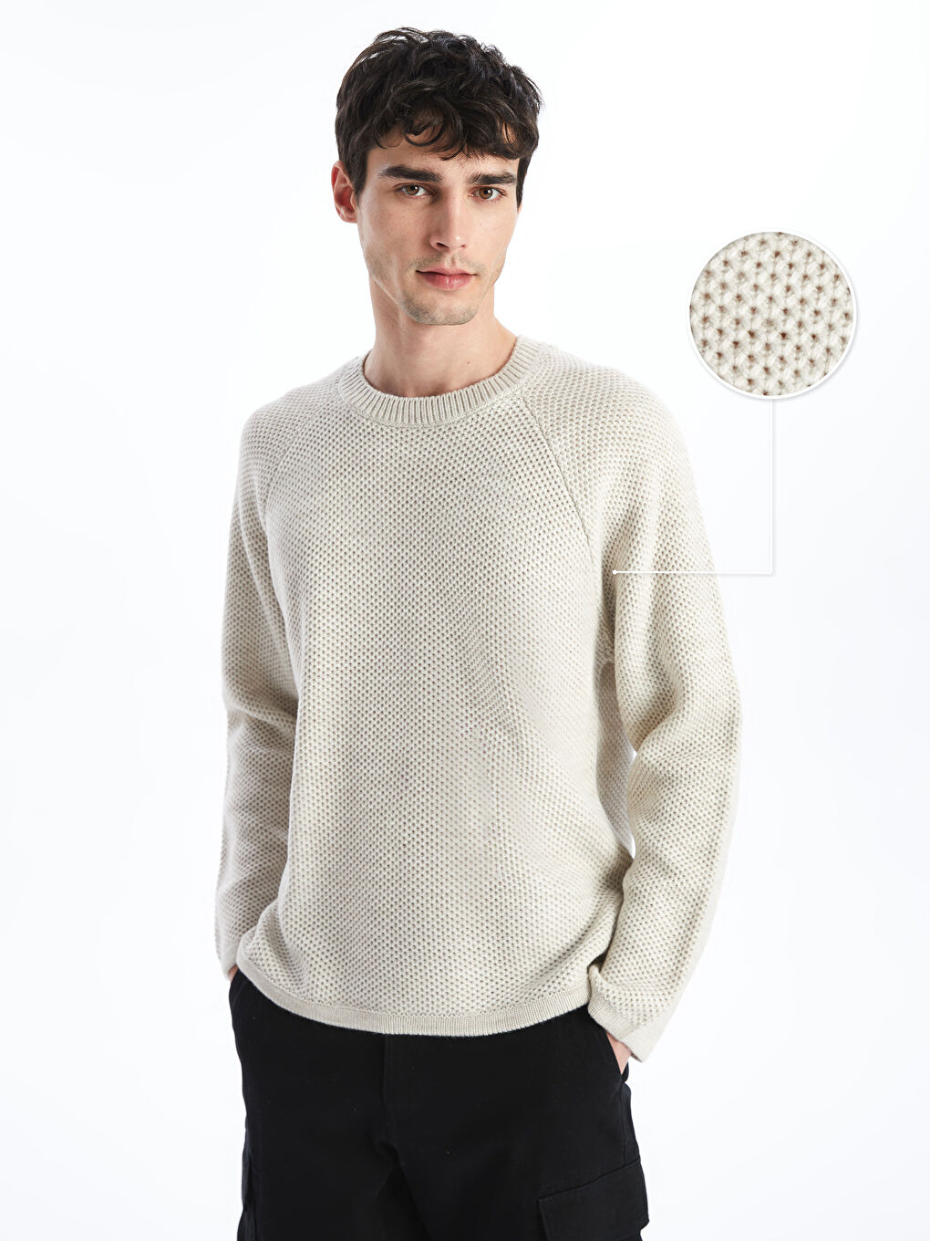 XSIDE Crew Neck Long Sleeve Men's Tricot Sweater -W4J126Z8-MXN