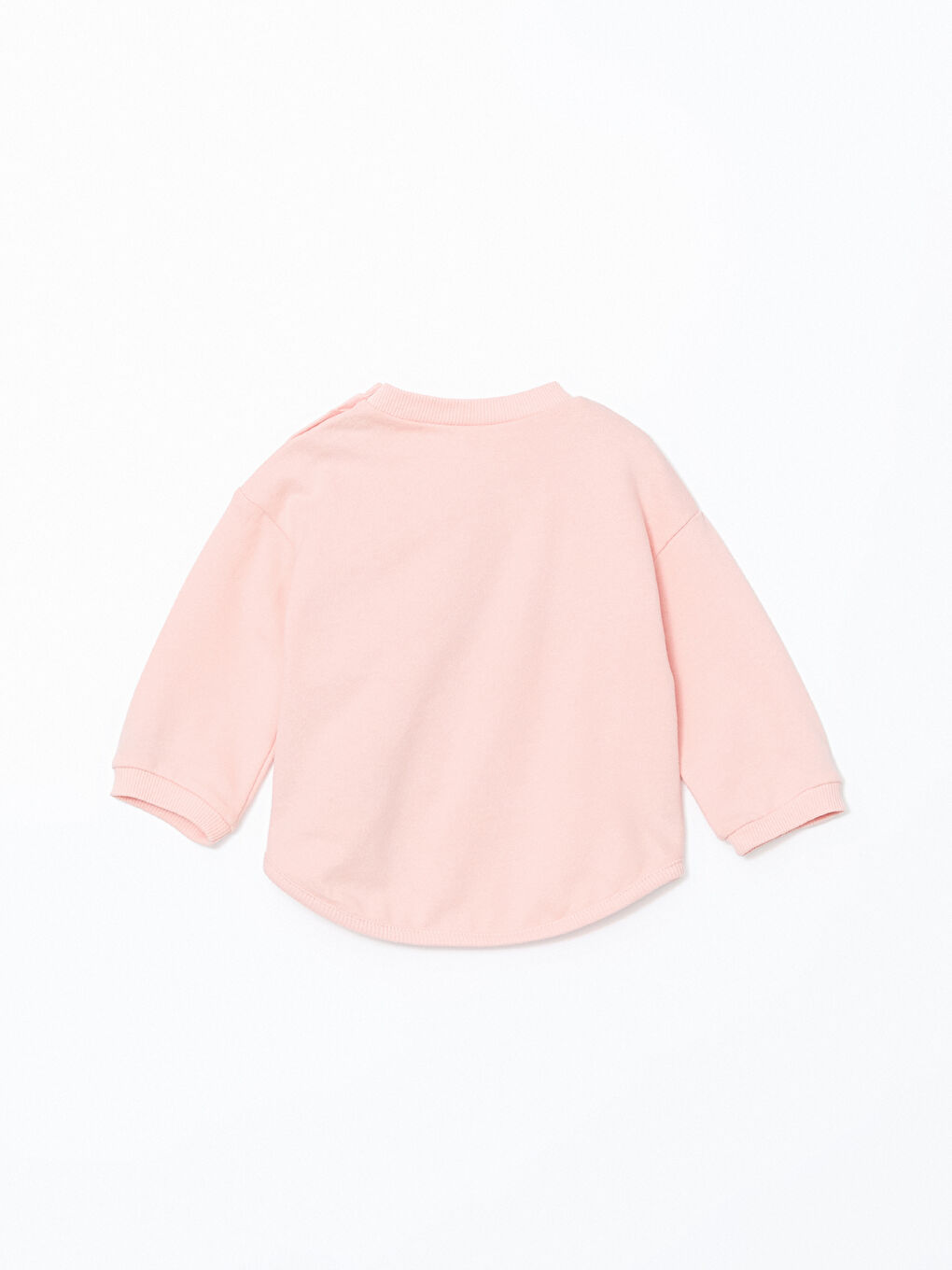 LCW baby Pembe Bisiklet Yaka Uzun Kollu Nakışlı Kız Bebek Sweatshirt ve Eşofman Alt 2'li Takım - 3