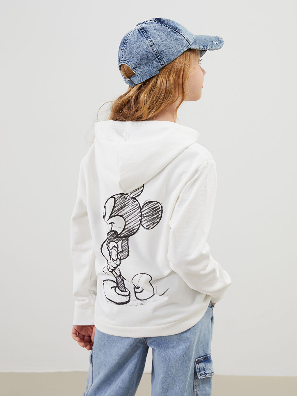 Hooded Mickey Mouse Printed Long Sleeve Girls' Sweatshirt -W4J174Z4-EEW