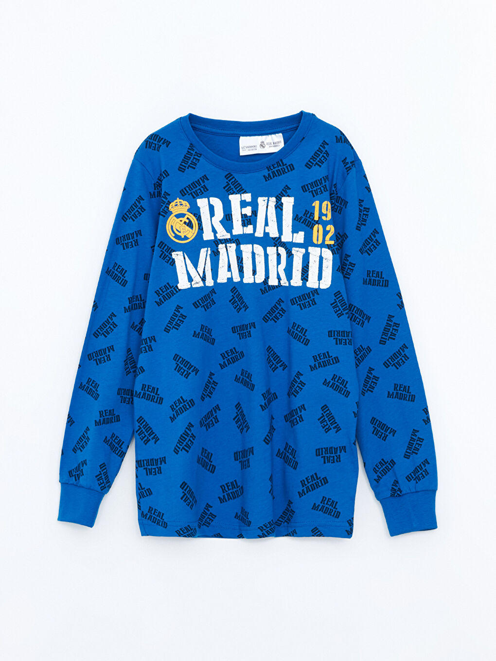 LCW Kids Orta Mavi Baskılı Bisiklet Yaka Real Madrid Baskılı Erkek Çocuk Pijama Takımı - 1