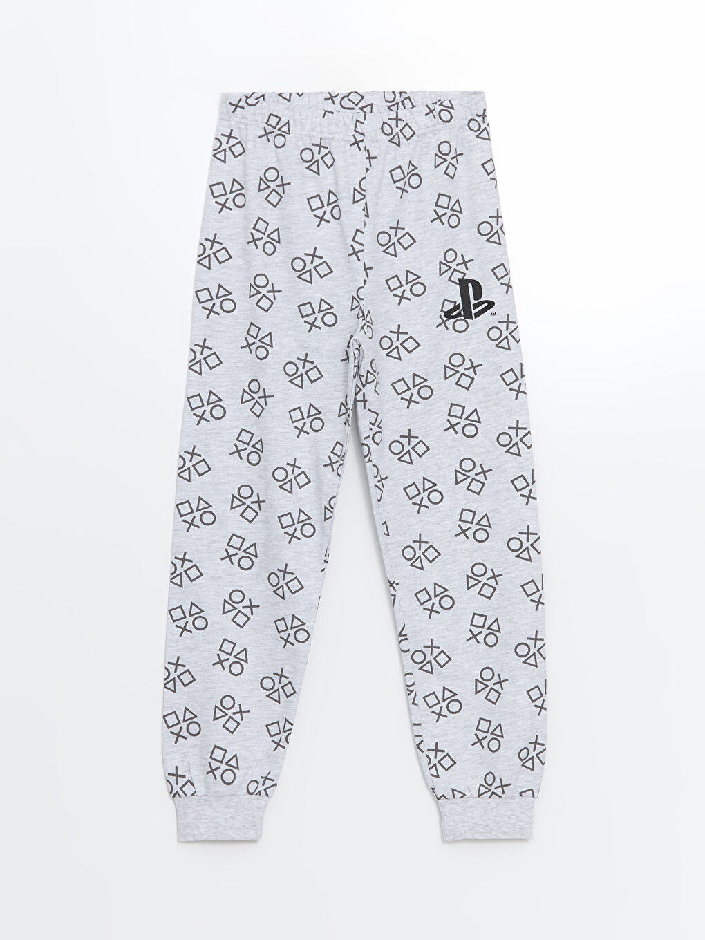 LCW Kids Gri Melanj Baskılı Bisiklet Yaka PlayStation Baskılı Erkek Çocuk Pijama Takımı - 2