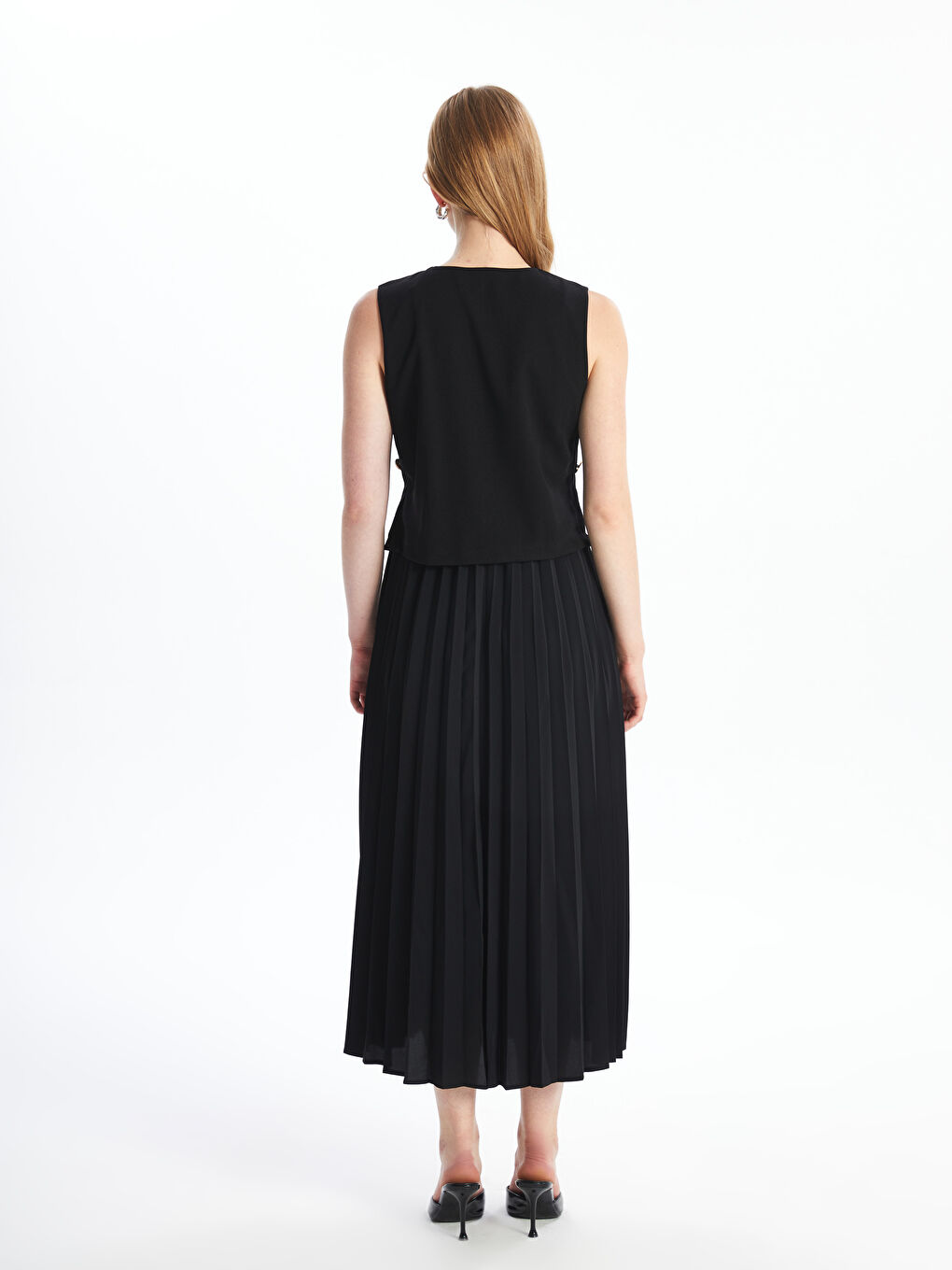 LCW Vision Women's Crew Neck Plain Evening Dress -W4J462Z8-CVL