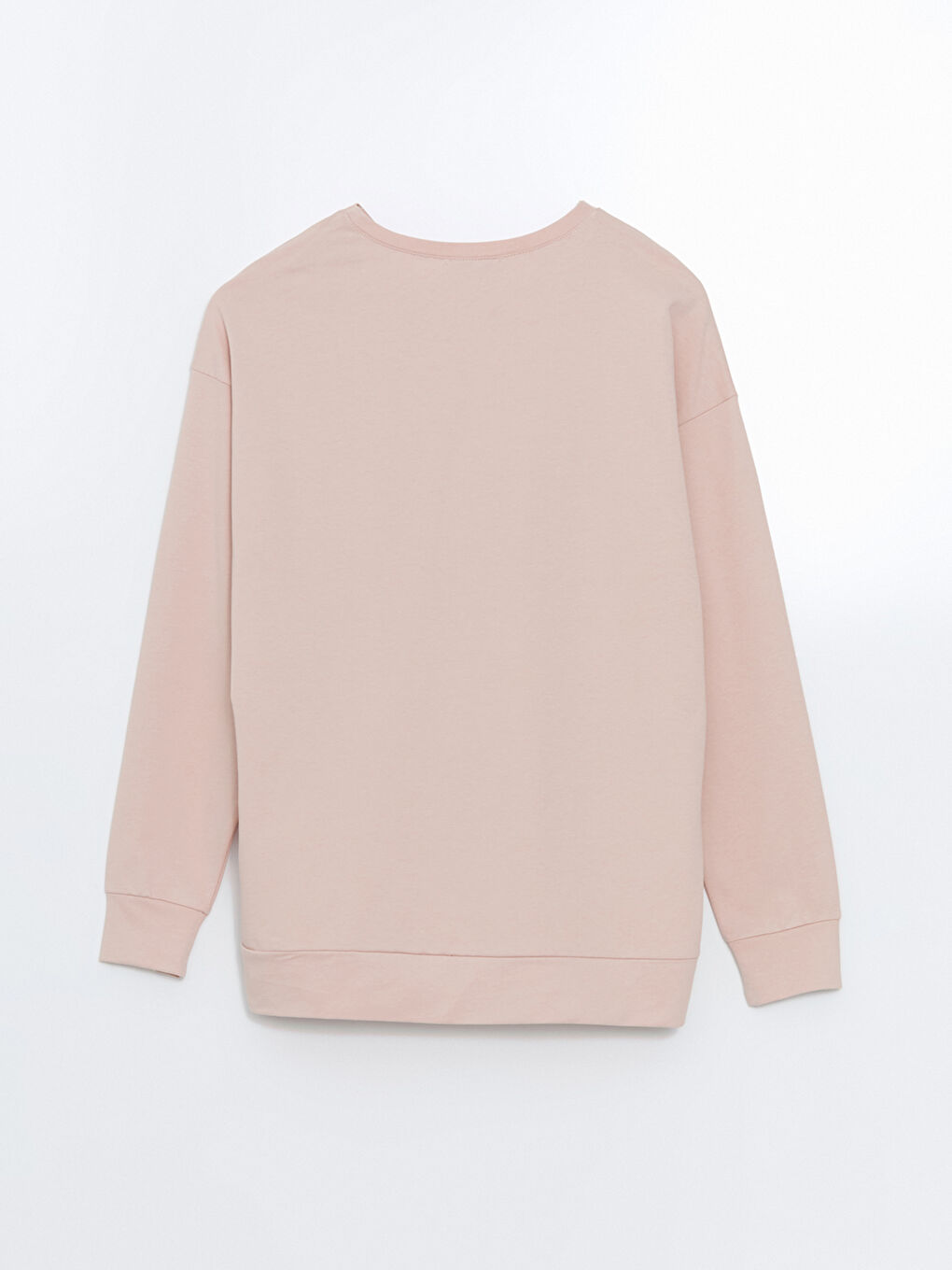 LC WAIKIKI Pembe Bisiklet Yaka Baskılı Oversize Kadın Sweatshirt - 5