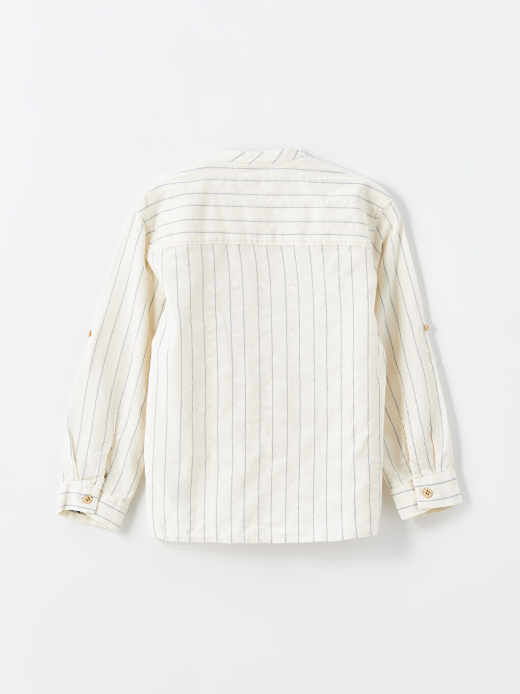 Bej Hakim Yaka Uzun Kollu Çizgili Erkek Bebek Gömlek-1
