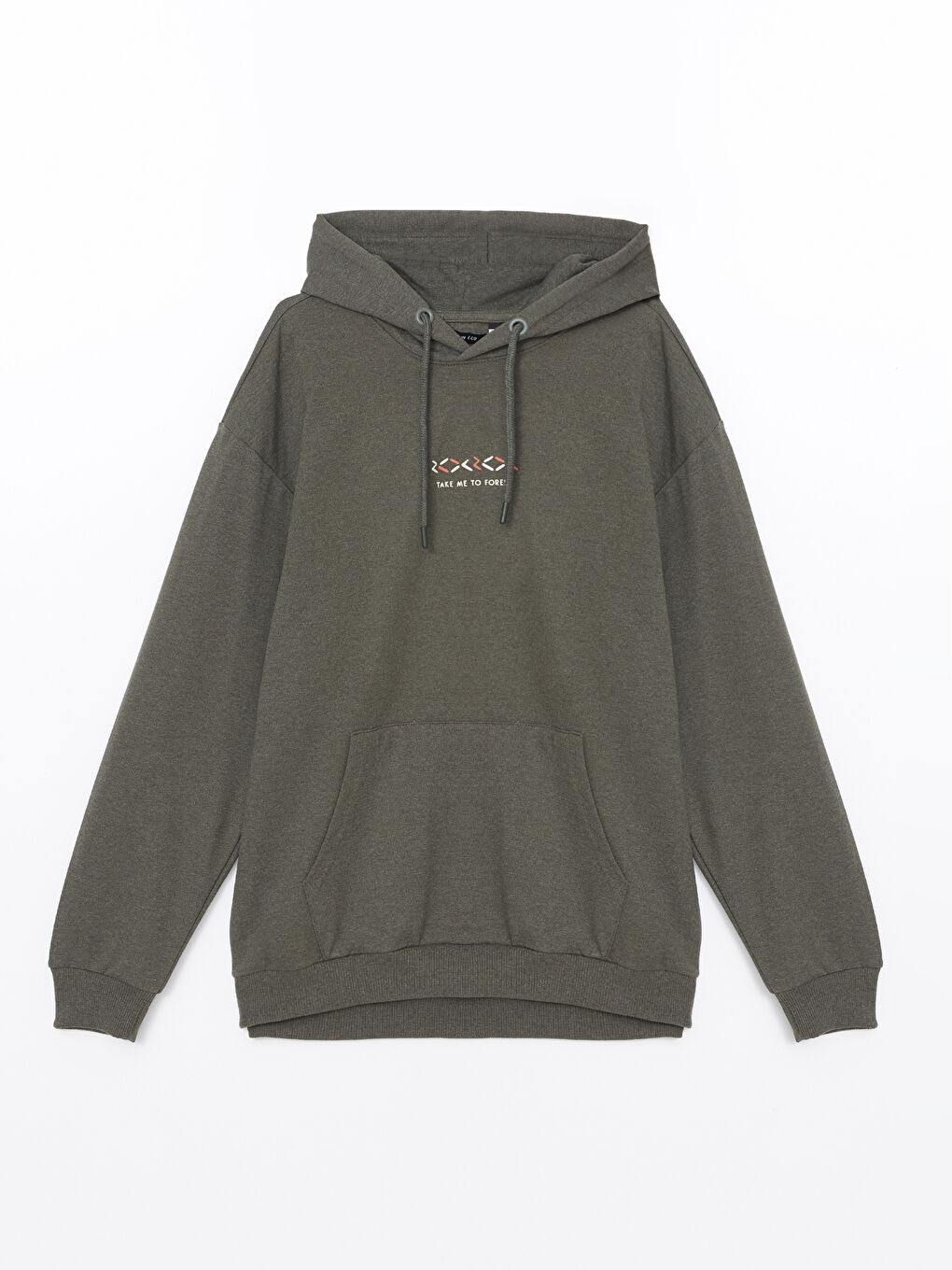 LCW ECO Haki Uzun Kollu Baskılı Erkek Hoodie