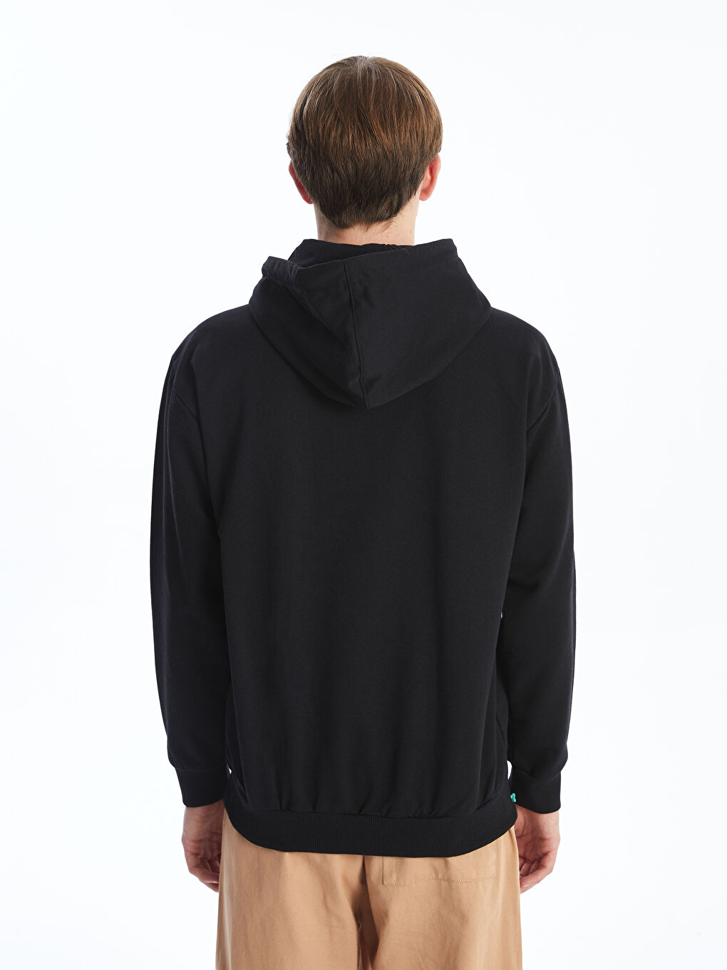 LCW ECO Yeni Siyah Uzun Kollu Baskılı Erkek Hoodie - 3