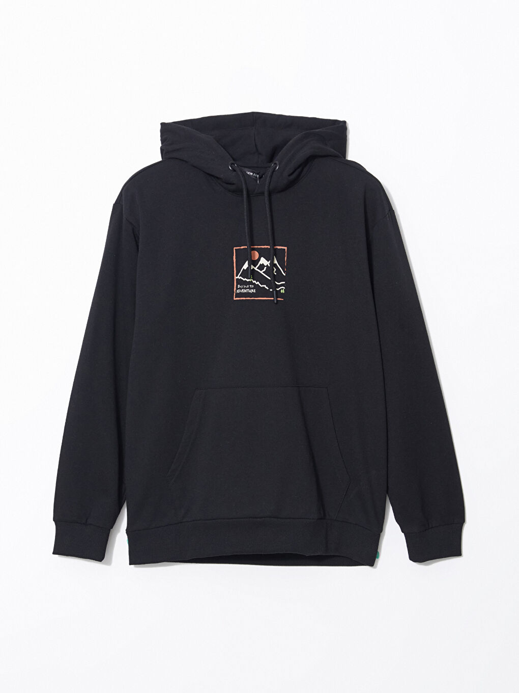 LCW ECO Yeni Siyah Uzun Kollu Baskılı Erkek Hoodie - 4