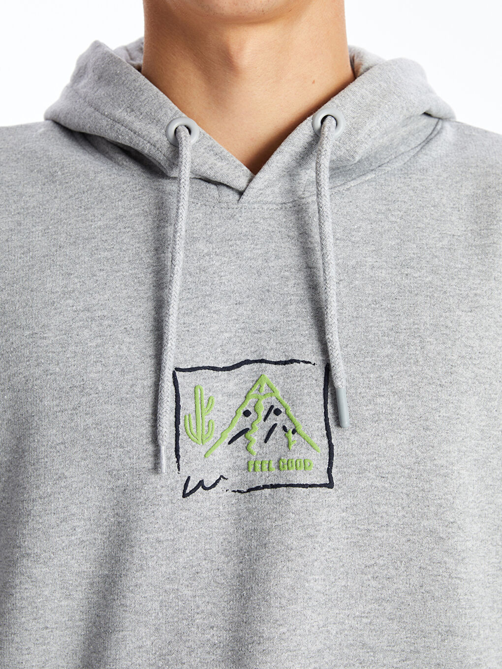 LCW ECO Gri Uzun Kollu Baskılı Erkek Hoodie - 2