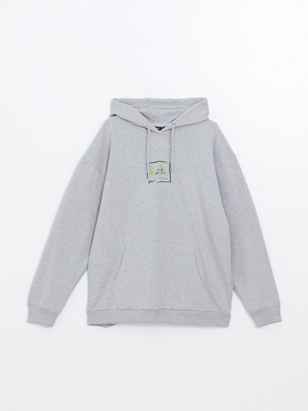 LCW ECO Açık Gri Melanj Uzun Kollu Baskılı Erkek Hoodie