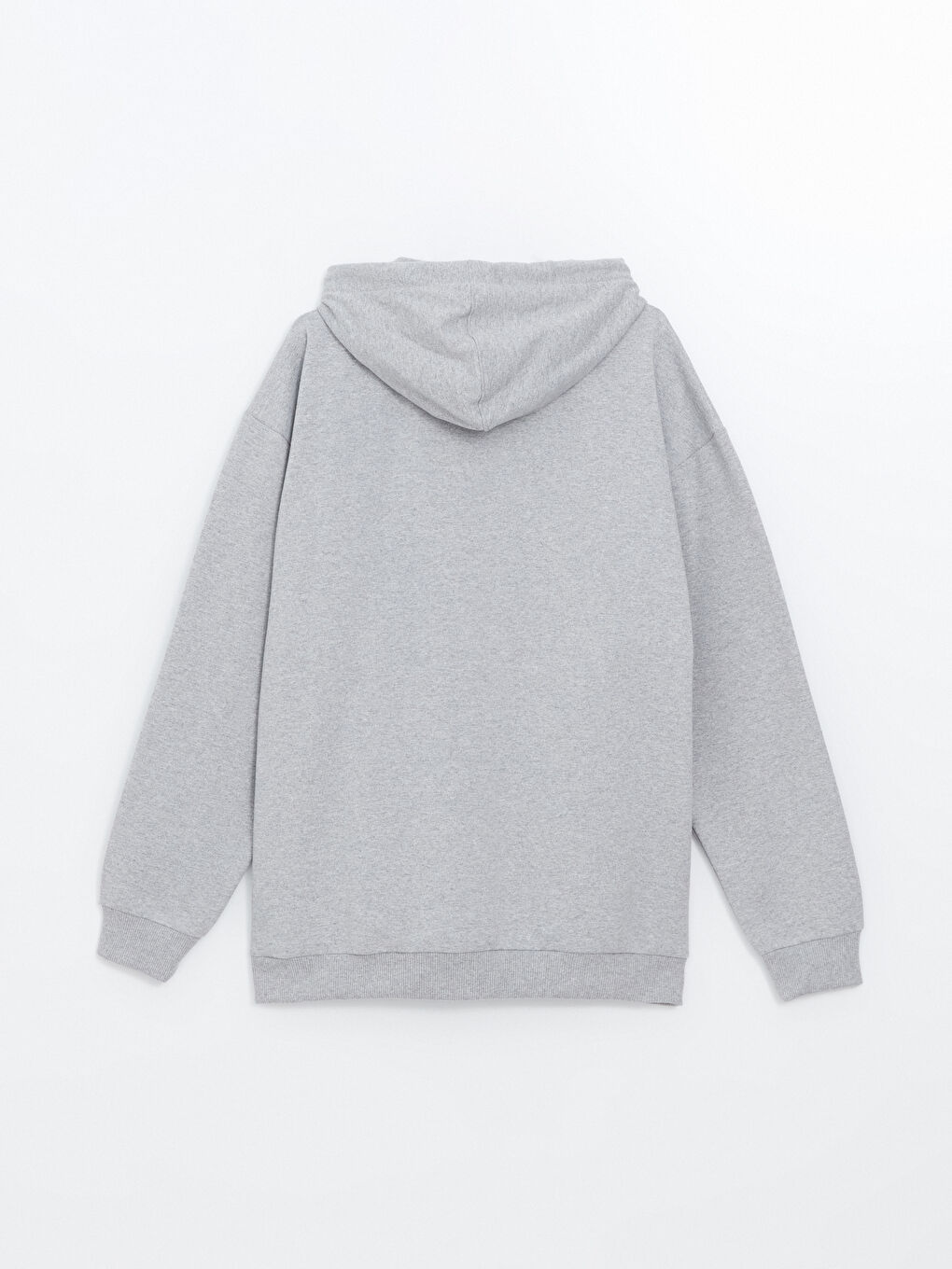 LCW ECO Açık Gri Melanj Uzun Kollu Baskılı Erkek Hoodie - 1