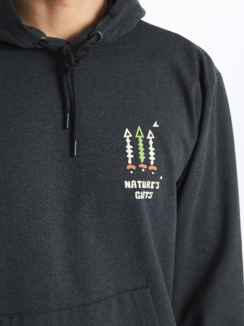 LCW ECO Antrasit Uzun Kollu Baskılı Erkek Kalın Hoodie - 2