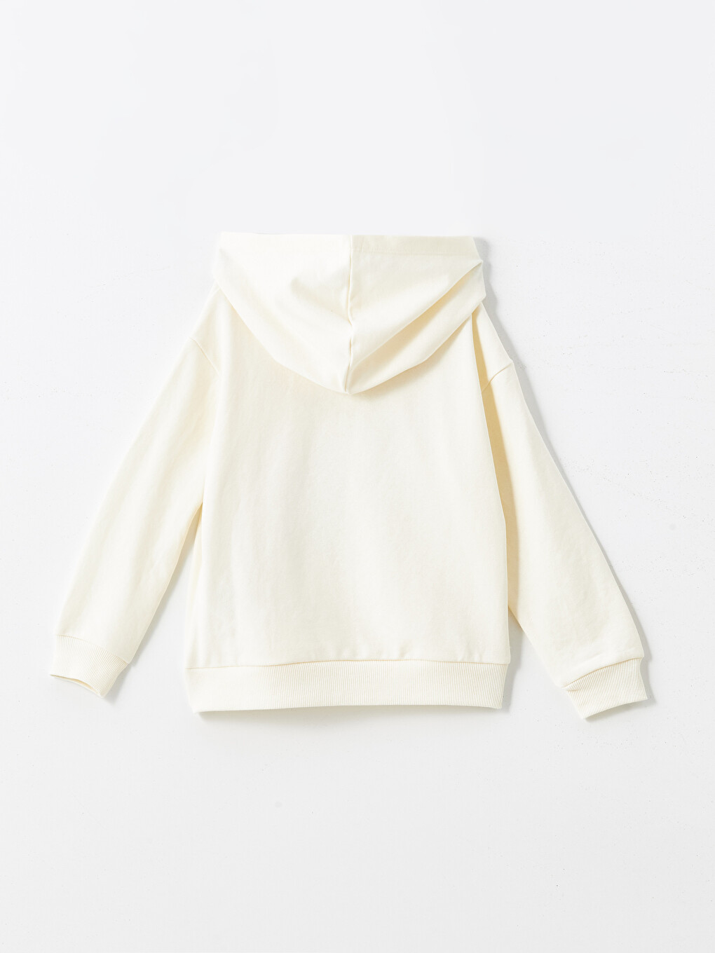 Ekru Kapüşonlu Stitch Baskılı Kız Çocuk Sweatshirt-1
