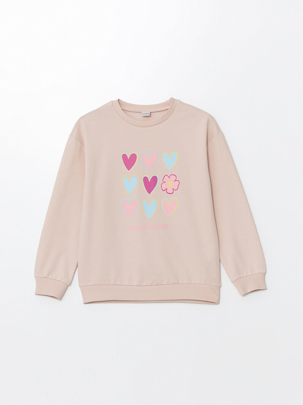 LCW Kids Açık Pembe Bisiklet Yaka Kız Çocuk Sweatshirt - 2