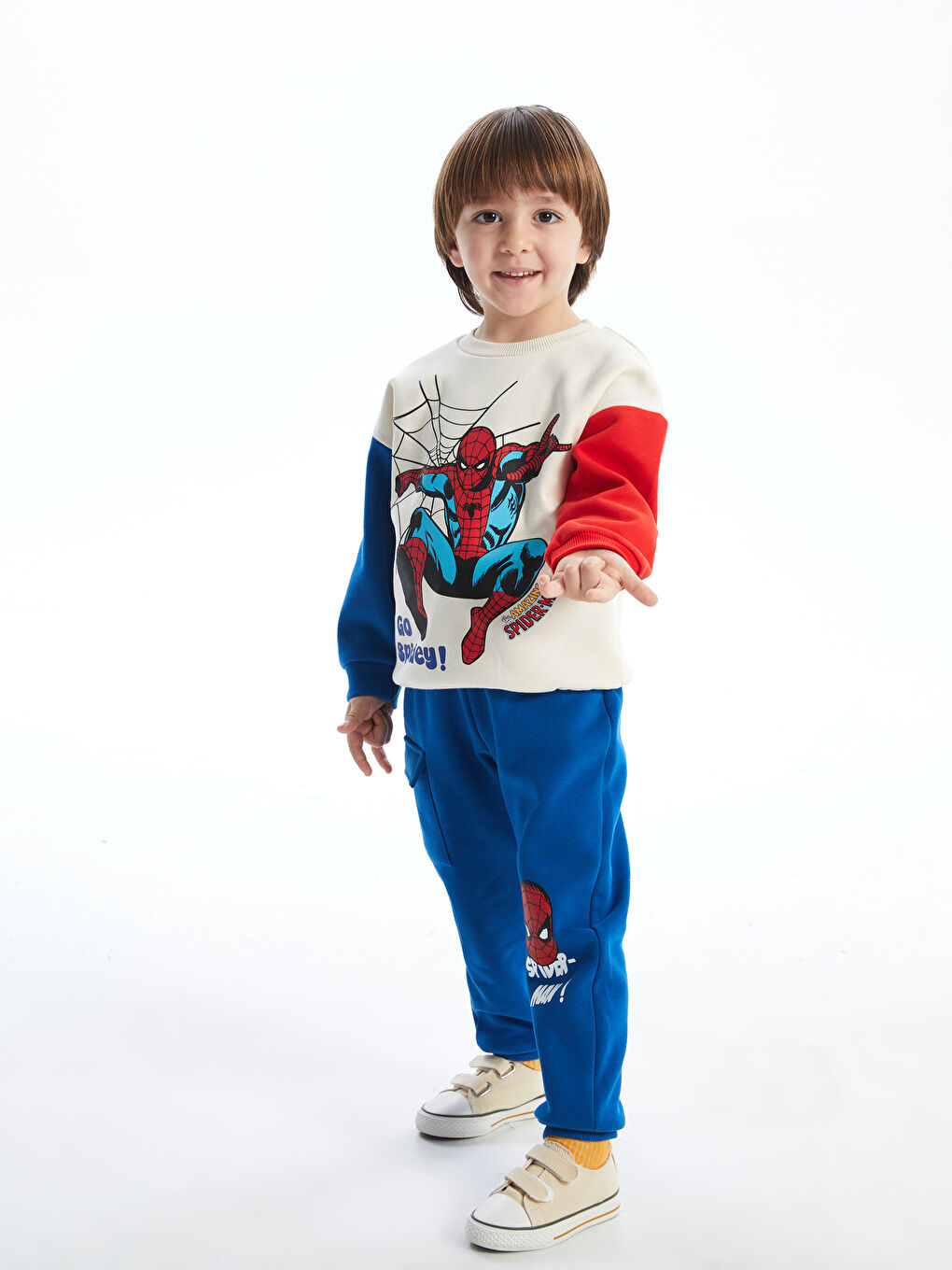 LCW Kids Crew Neck Spider-Man Printed Baby Boys' Tracksuit Set -W4J795Z1-QVK