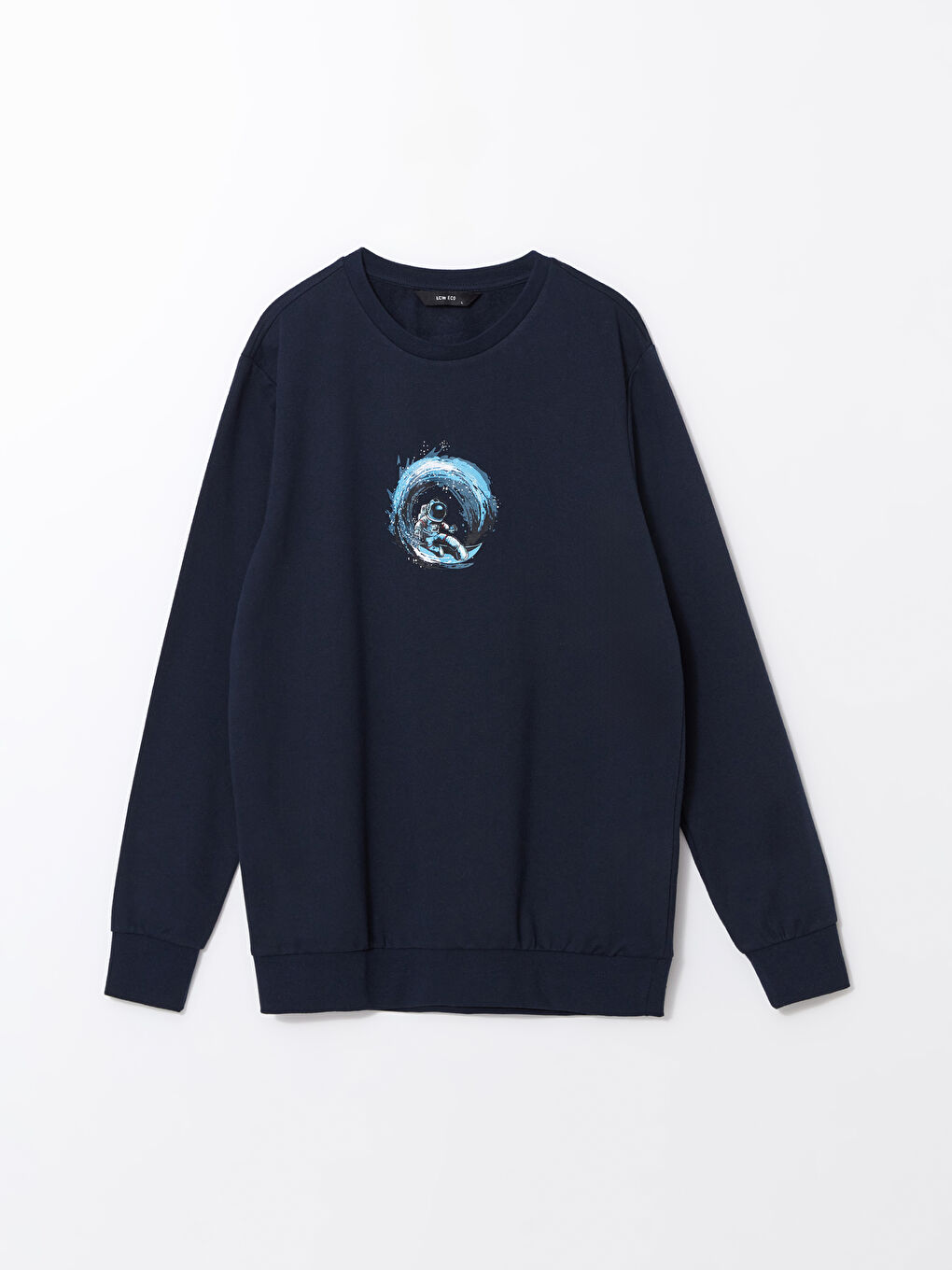 LCW ECO Lacivert Bisiklet Yaka Uzun Kollu Baskılı Erkek Sweatshirt - 4