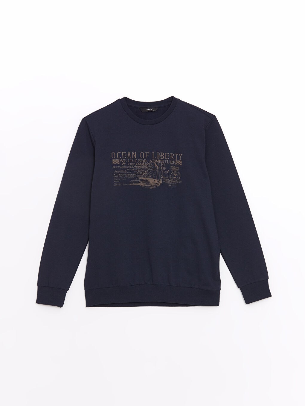 LCW ECO Lacivert Bisiklet Yaka Uzun Kollu Baskılı Erkek Sweatshirt - 8