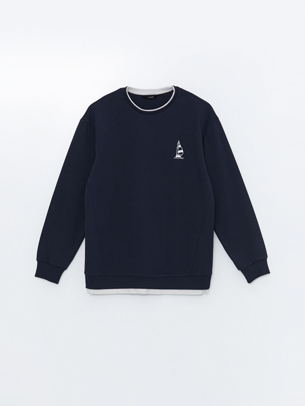 LCW ECO Lacivert Bisiklet Yaka Uzun Kollu Baskılı Erkek Sweatshirt - 4